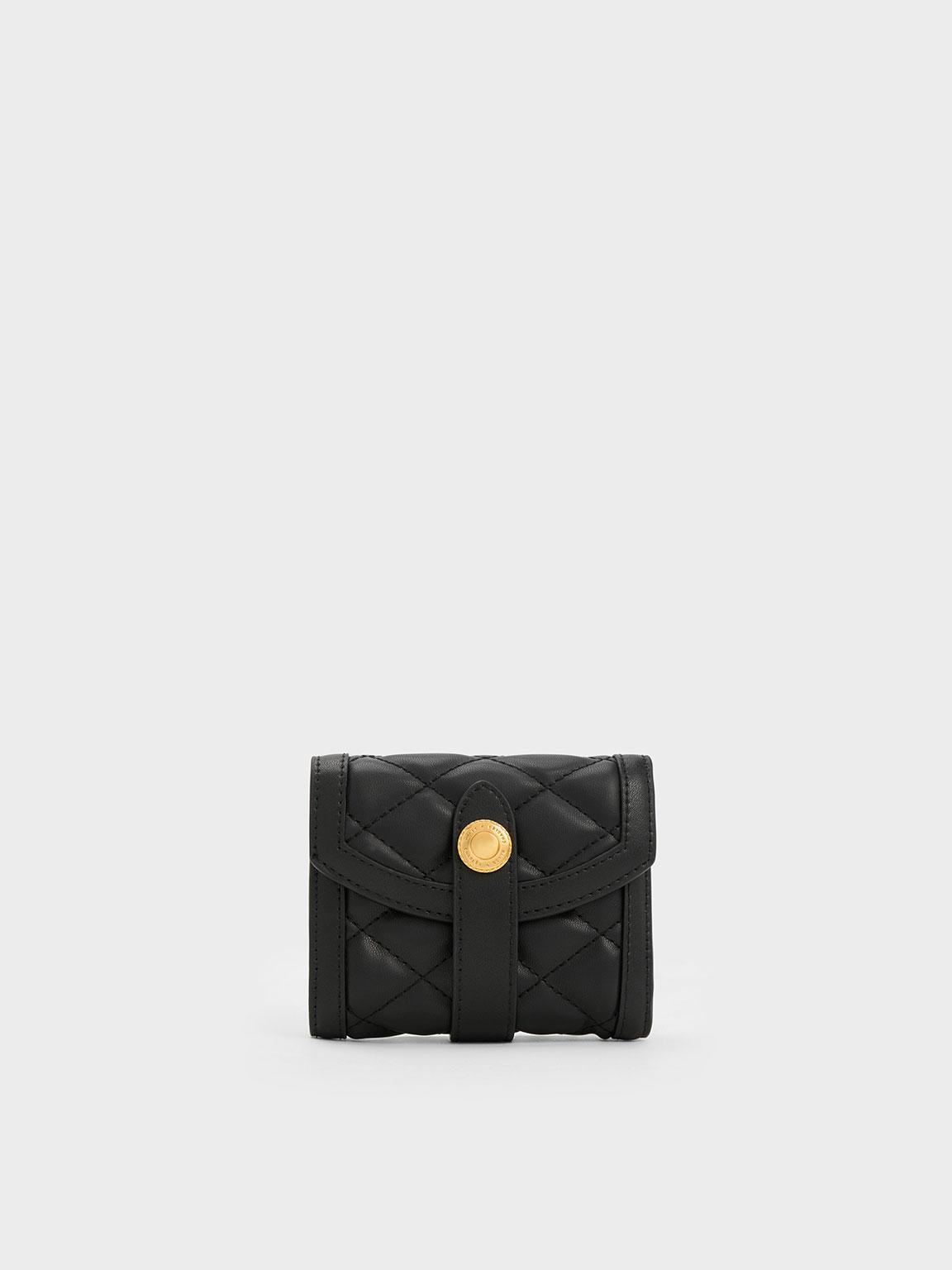 Black Danika Quilted Long Wallet | CHARLES & KEITH