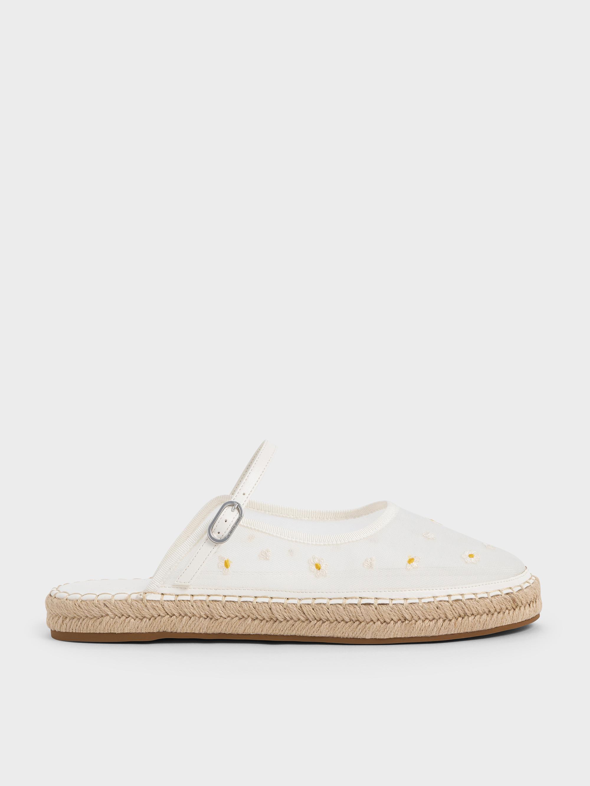 floral mesh mesh flatform sandals charles and keith