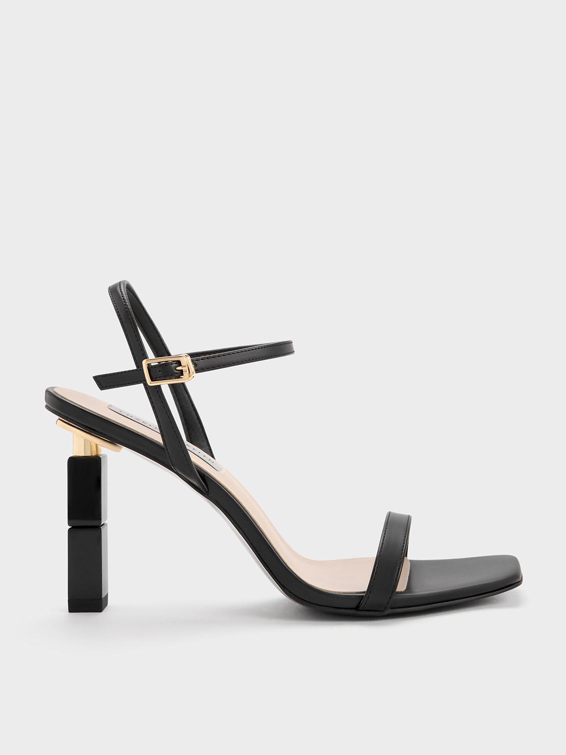 Charles u0026 Keith Sculptural Heel Sandals in White | Lyst