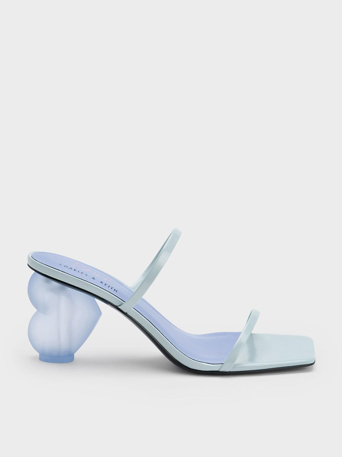 Charles & Keith Heart Heel Strappy Sandals in Blue | Lyst