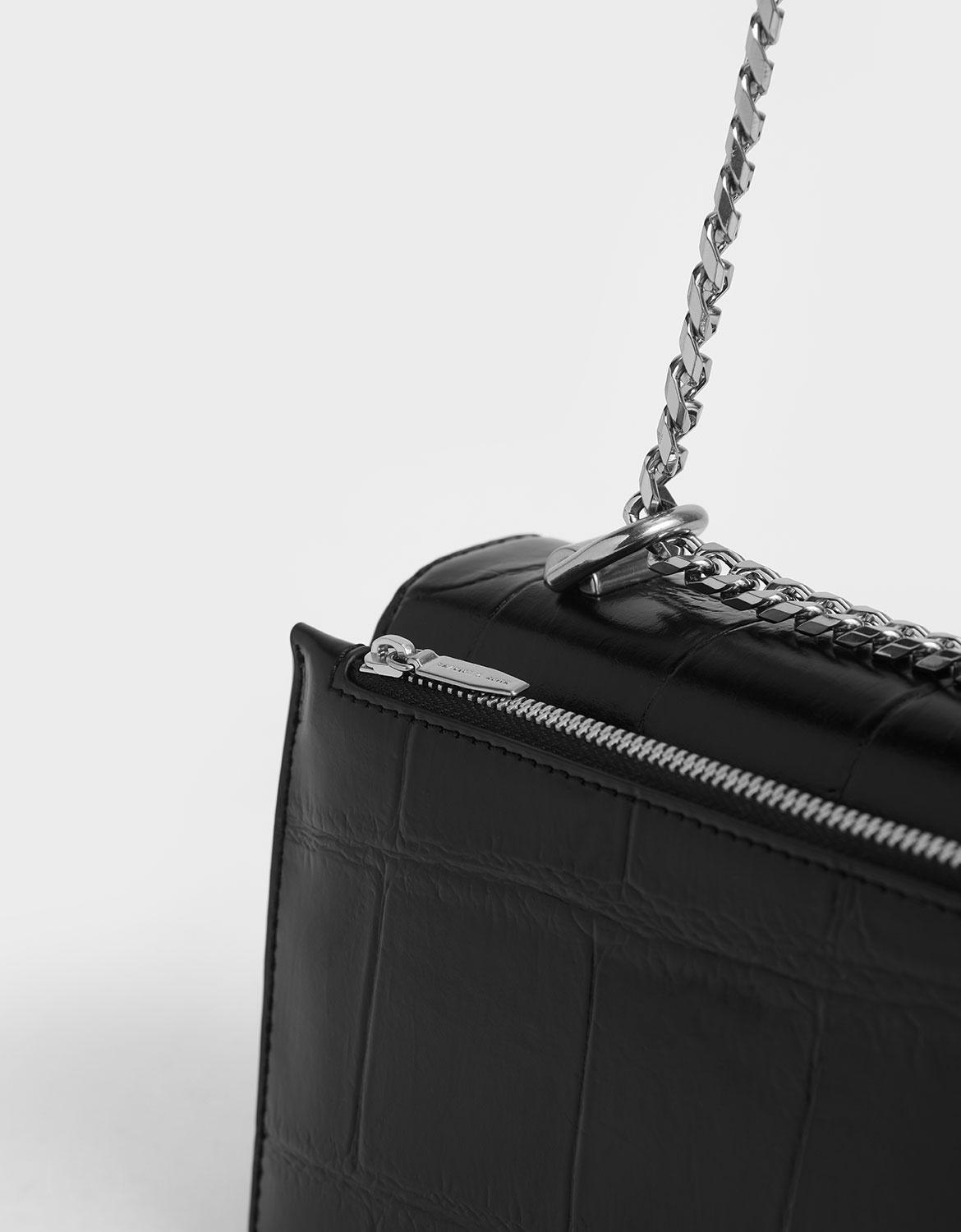 charles and keith turn lock crossbody bolsa