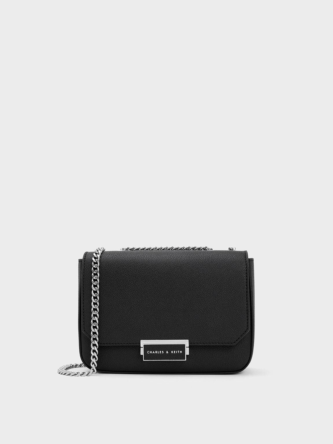 Charles & Keith Chunky Chain Link Small Shoulder Bag in Black