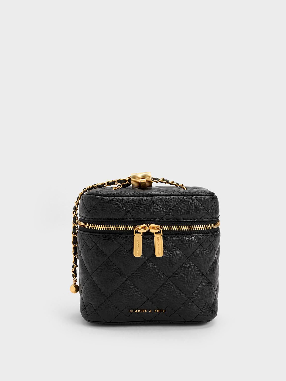 Charles & Keith Nezu Quilted Boxy Bag in Black