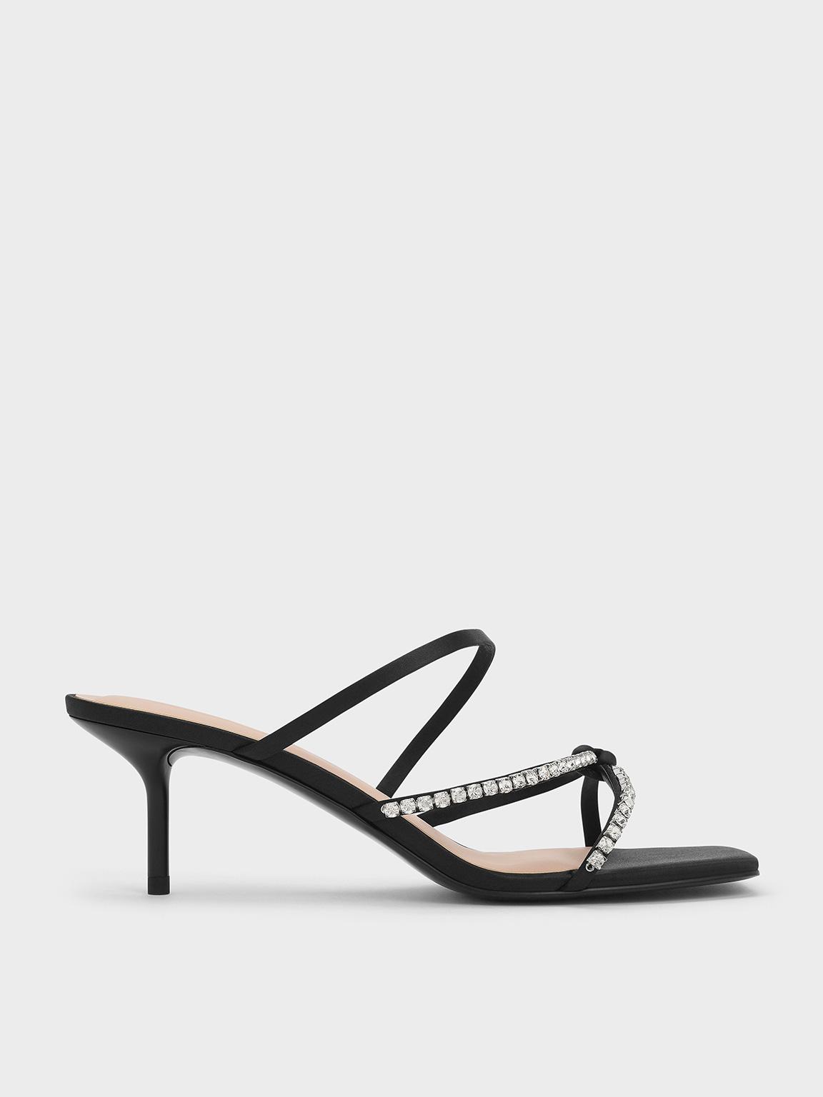 Charles Keith Recycled Polyester Gem-embellished Strappy Heeled