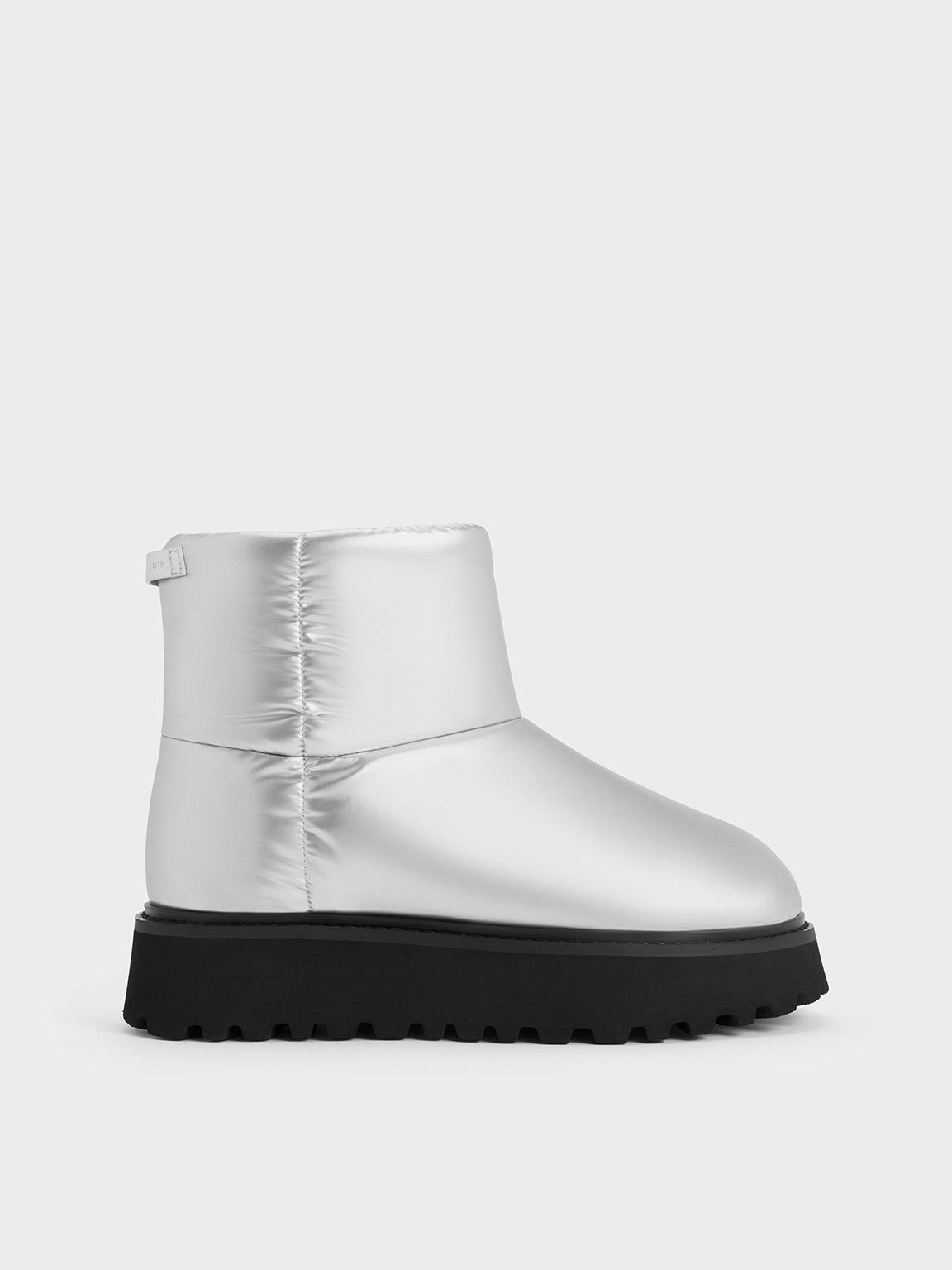 Charles & Keith Women's Pearl Buckle Lace-Up Ankle Boots