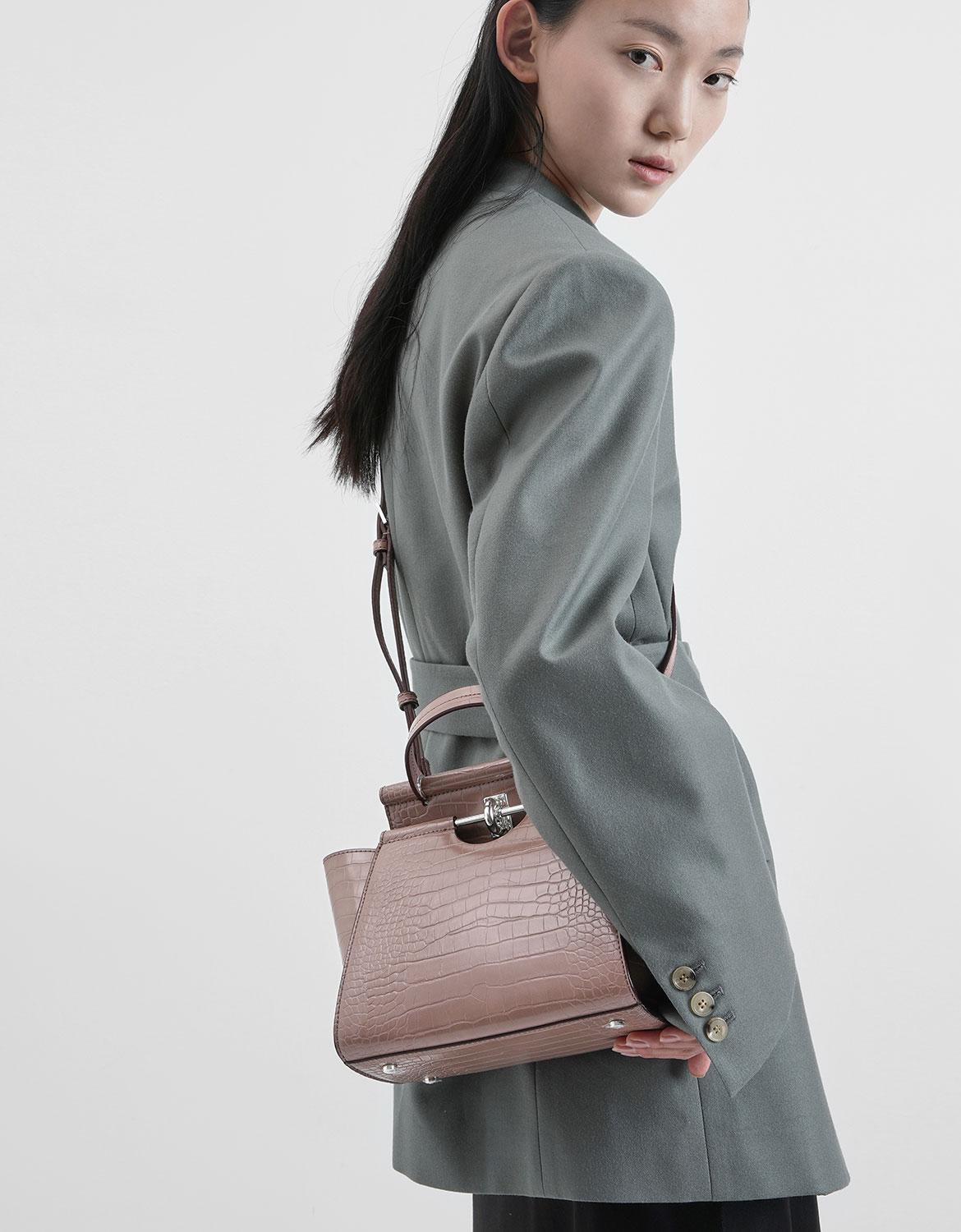Charles and keith croc effect trapeze bag hotsell