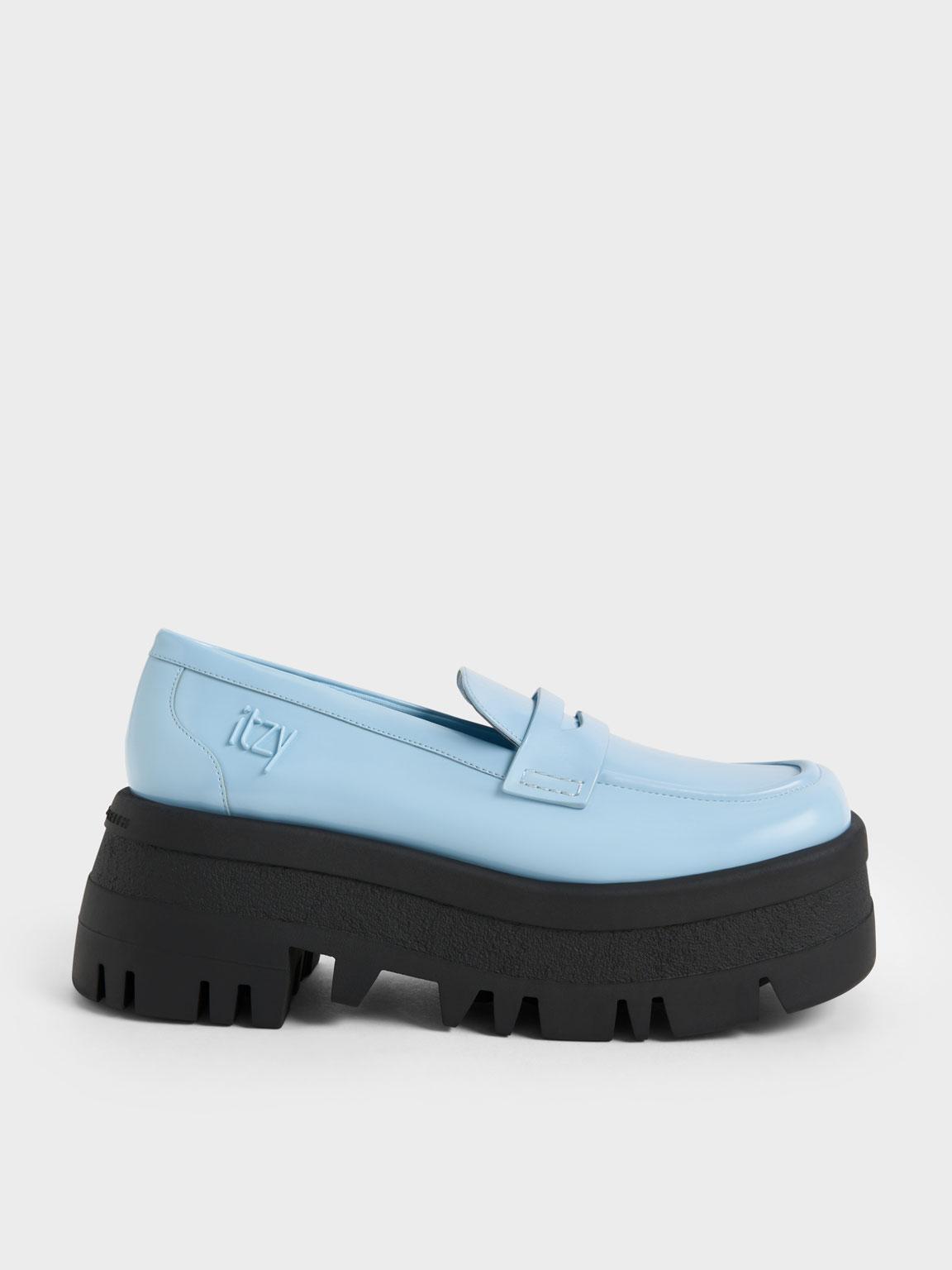 Charles & Keith Rainier Chunky Platform Penny Loafers in Blue | Lyst