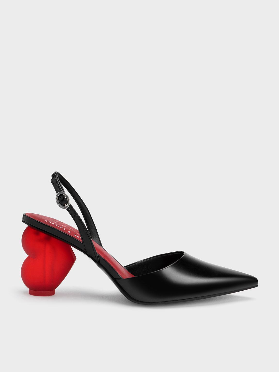 Charles & Keith Heart Heel Slingback Pumps in Red Lyst