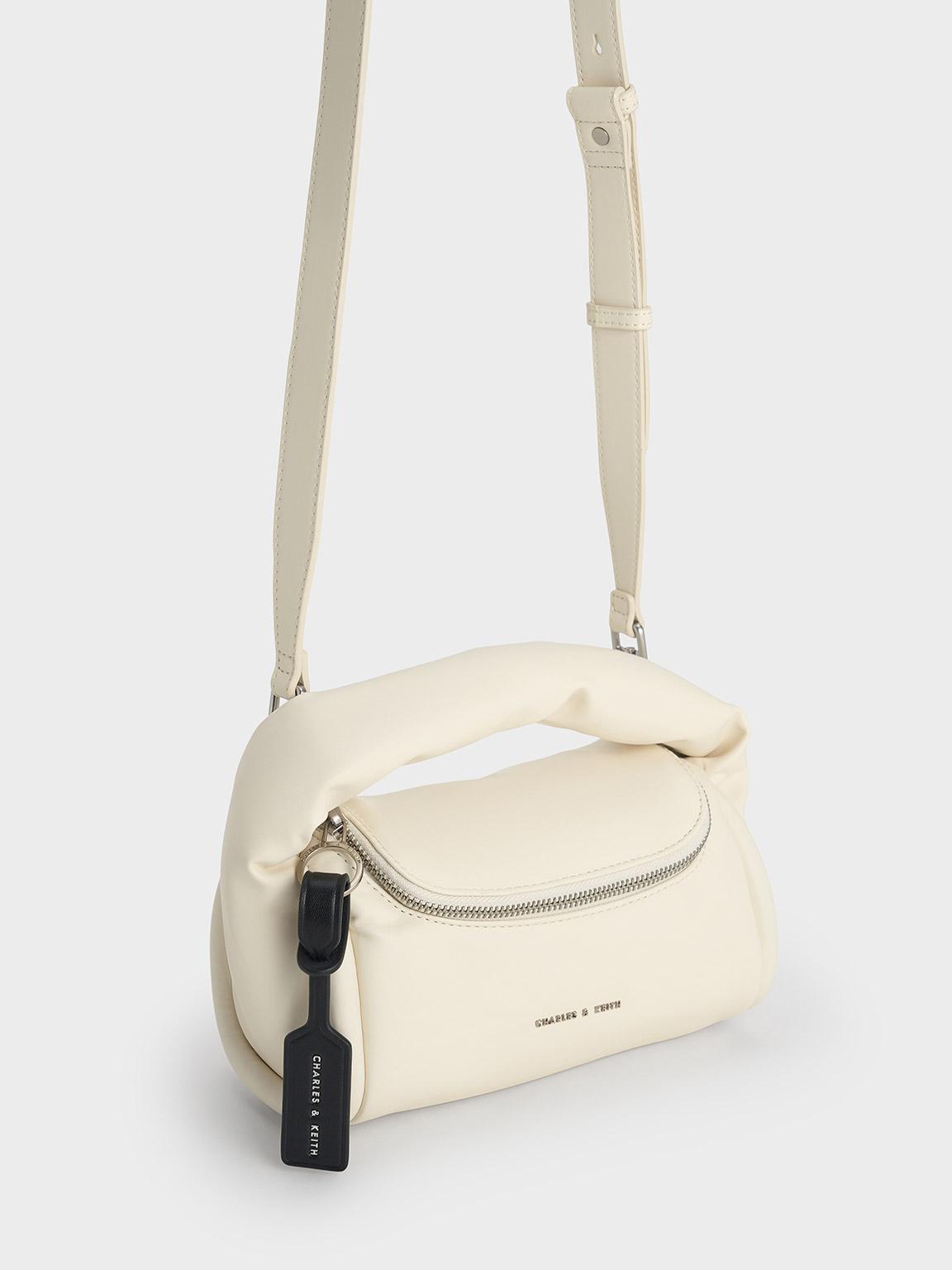 Charles Keith Yama Padded Cylindrical Bag in Natural Lyst