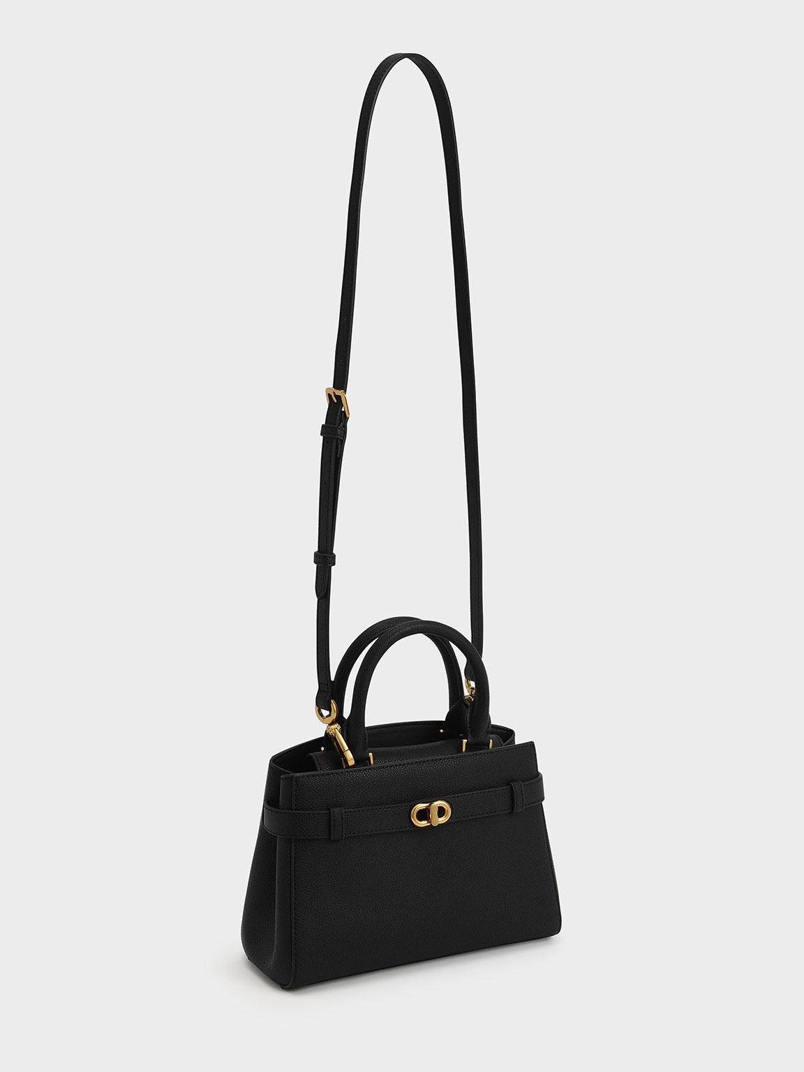 Charles Keith Aubrielle Metallic accent Belted Bag in Black Lyst UK