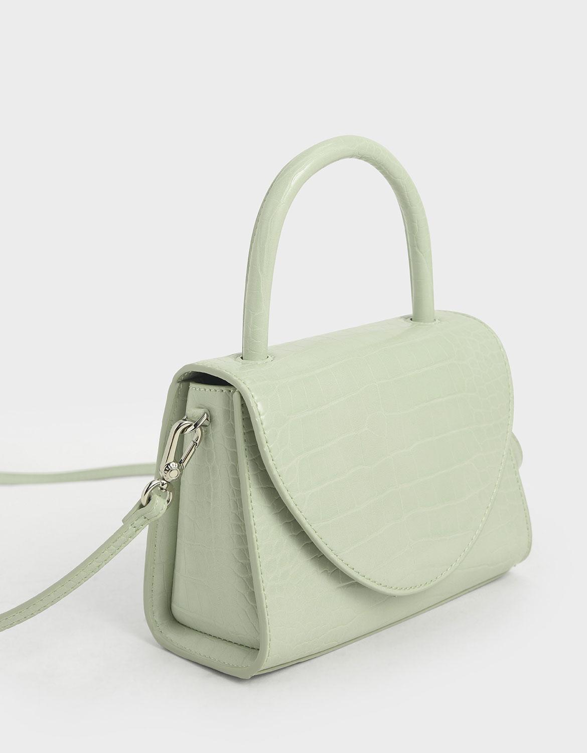 Olive Structured Top Handle Bag, CHARLES & KEITH
