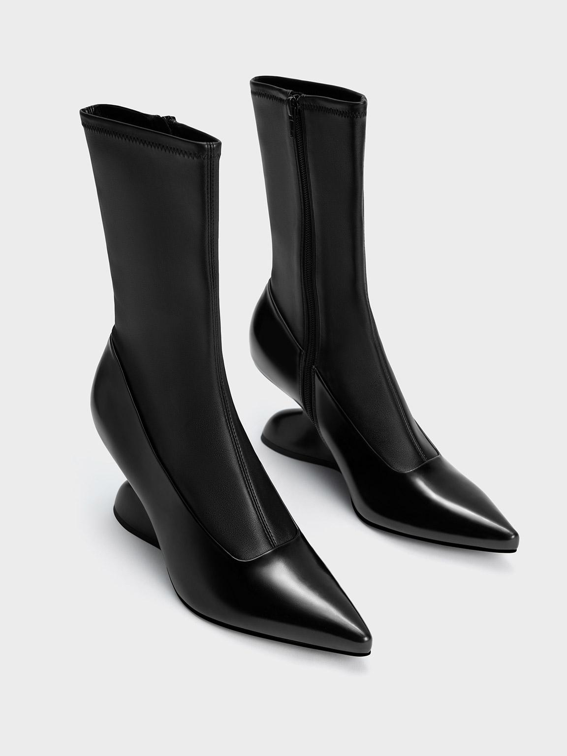 Charles & Keith - Women's Platform Block Heel Ankle Boots, Dark Brown, US 6