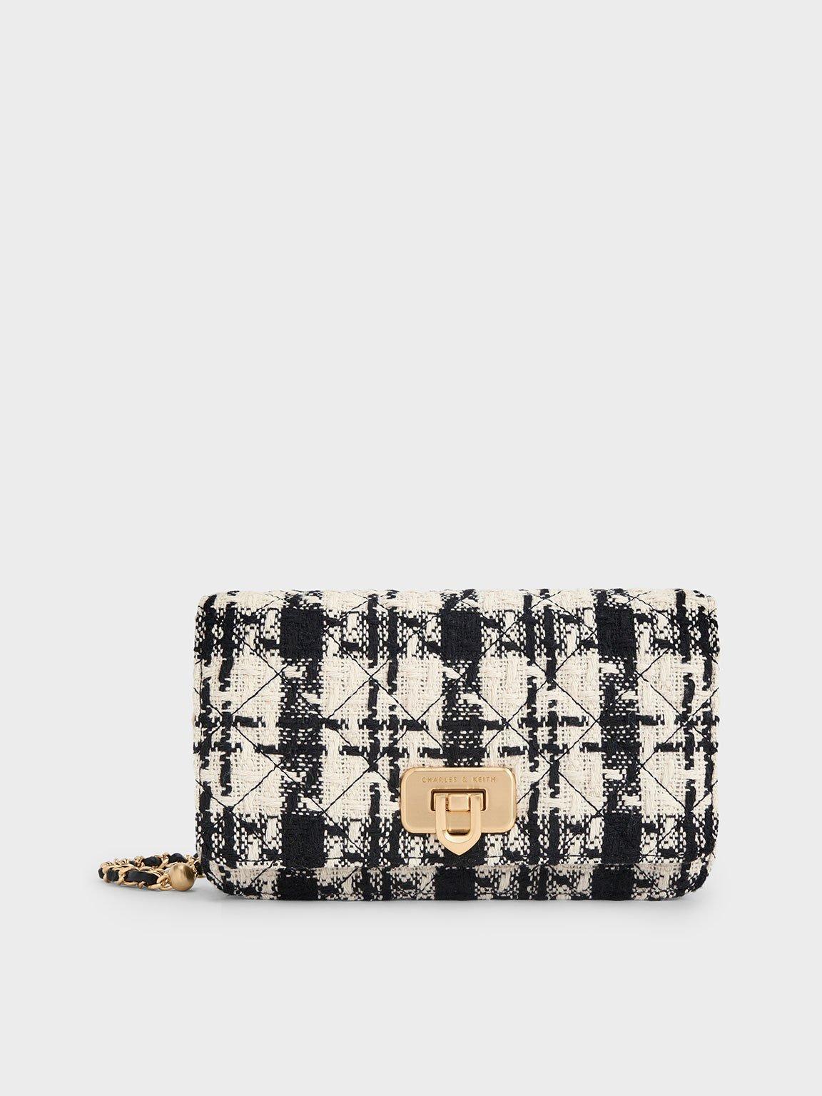 Charles Keith Cressida Tweed Push-lock Clutch in White Lyst UK