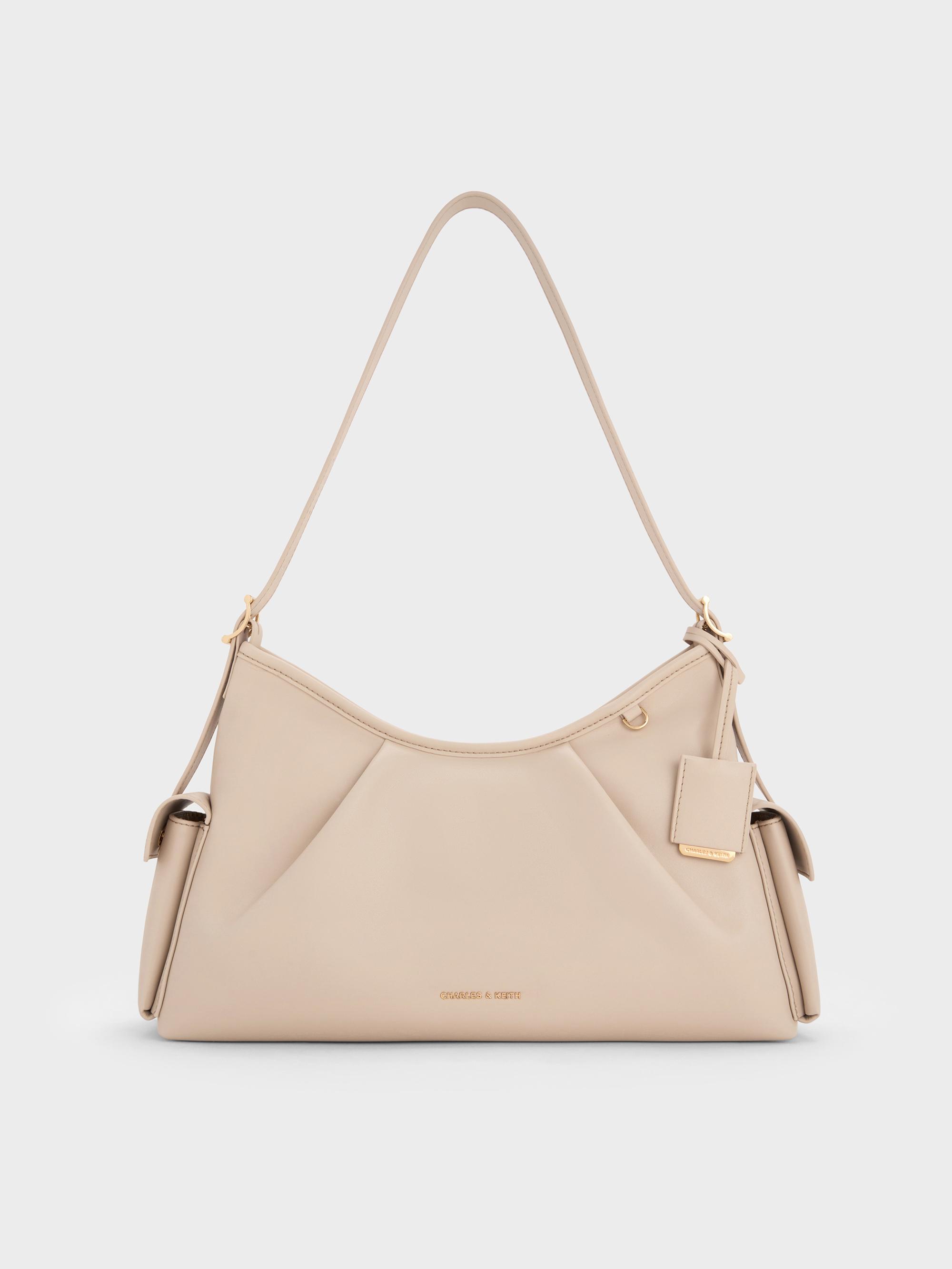 Charles & Keith Khai Side-pocket Shoulder Bag in Natural | Lyst
