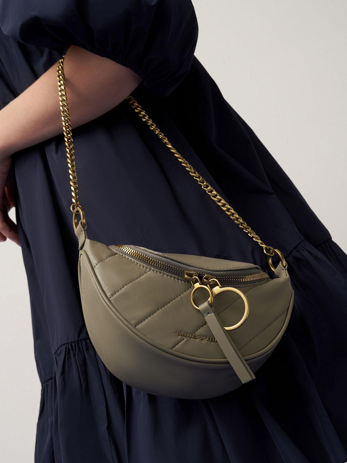 Women's Half-Moon Shaped Printed Saddle Bag