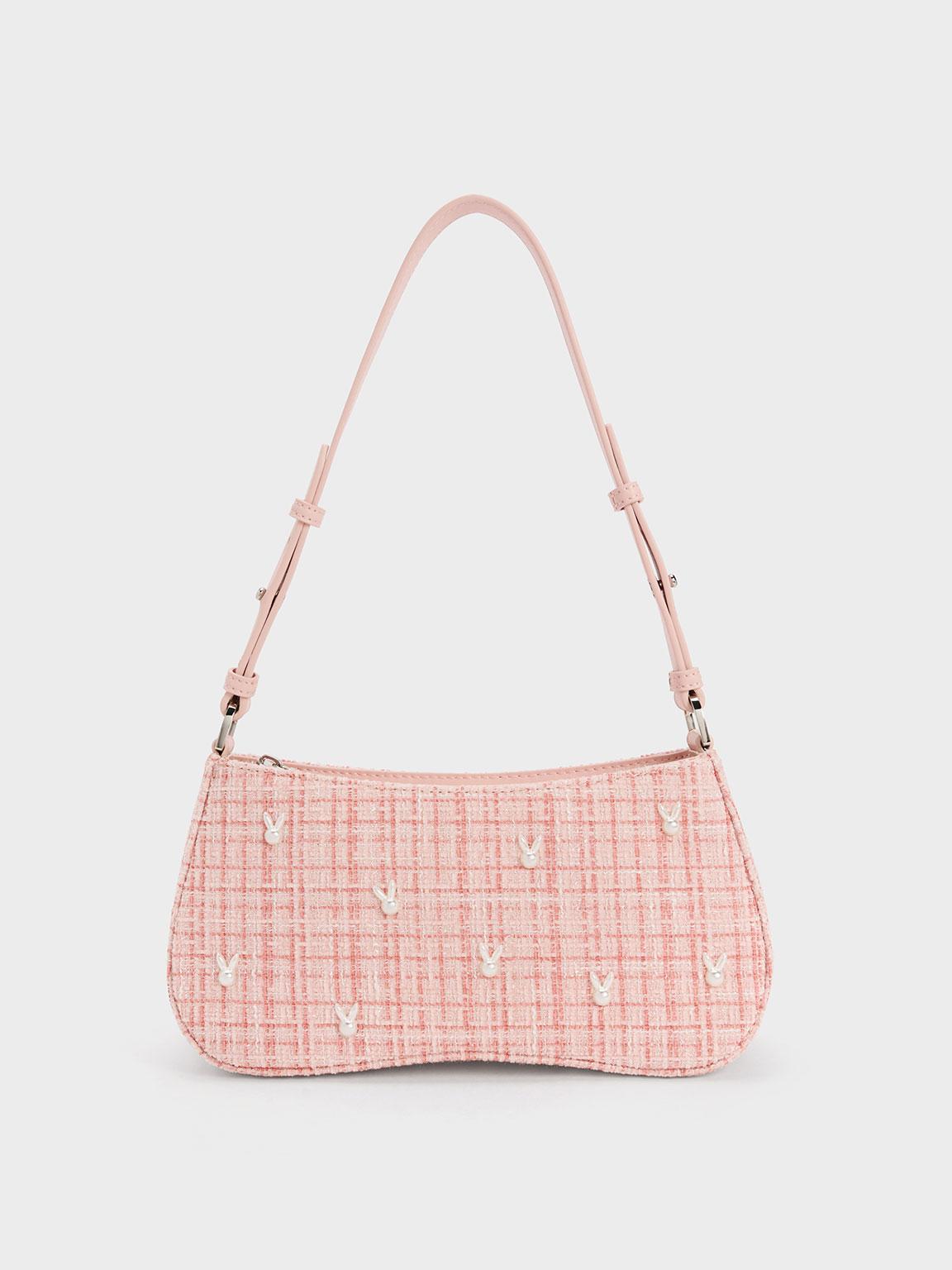 Charles & Keith Bunny Tweed Shoulder Bag in Pink Lyst