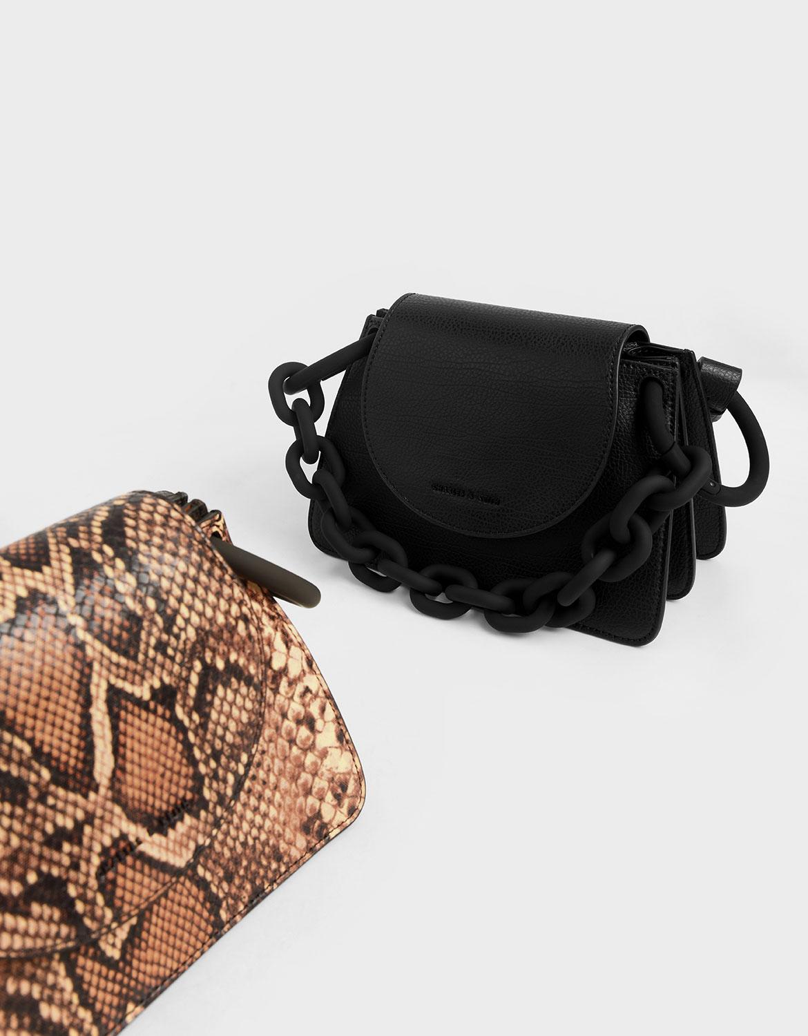 Noir Philomena Quilted Heart Crossbody Bag - CHARLES & KEITH US