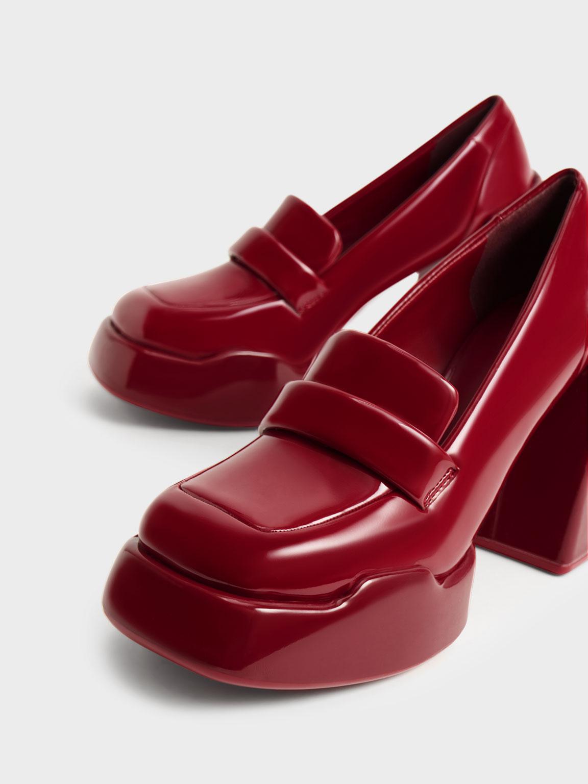 Charles & Keith Lula Patent Loafer Pumps in Red | Lyst