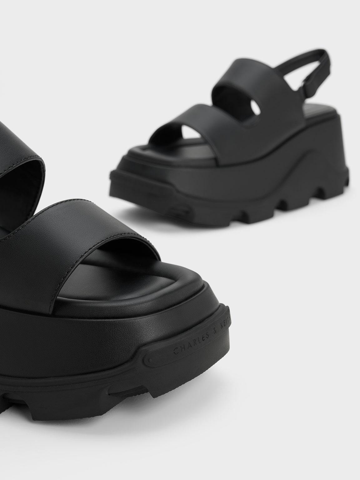 Charles & Keith Asymmetric Platform Sandals in Black | Lyst
