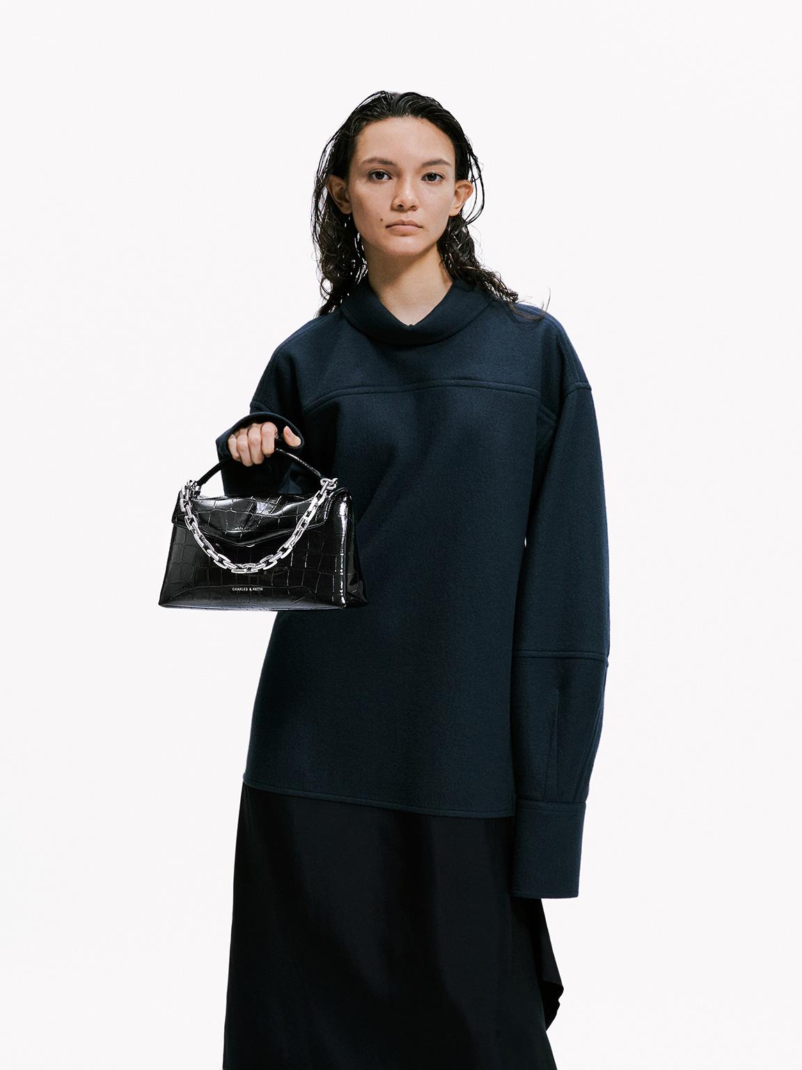 Charles Keith Andromeda Croc-effect Chunky-chain Top Handle Bag