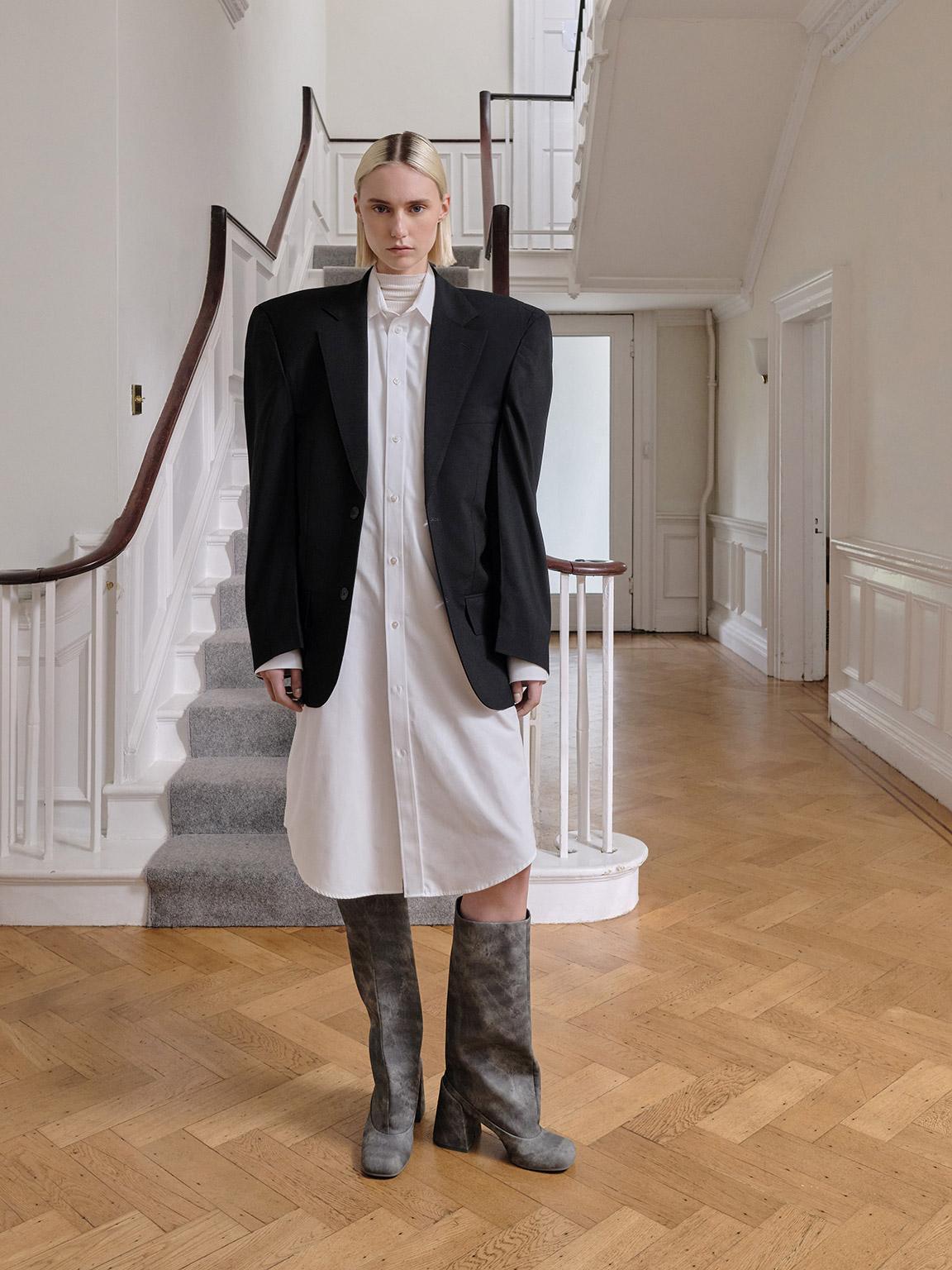 CHARLES&KEITH Robbie ロビー ダークグレー Charles & Keith Robbie Denim-effect Platform Knee-high Boots in