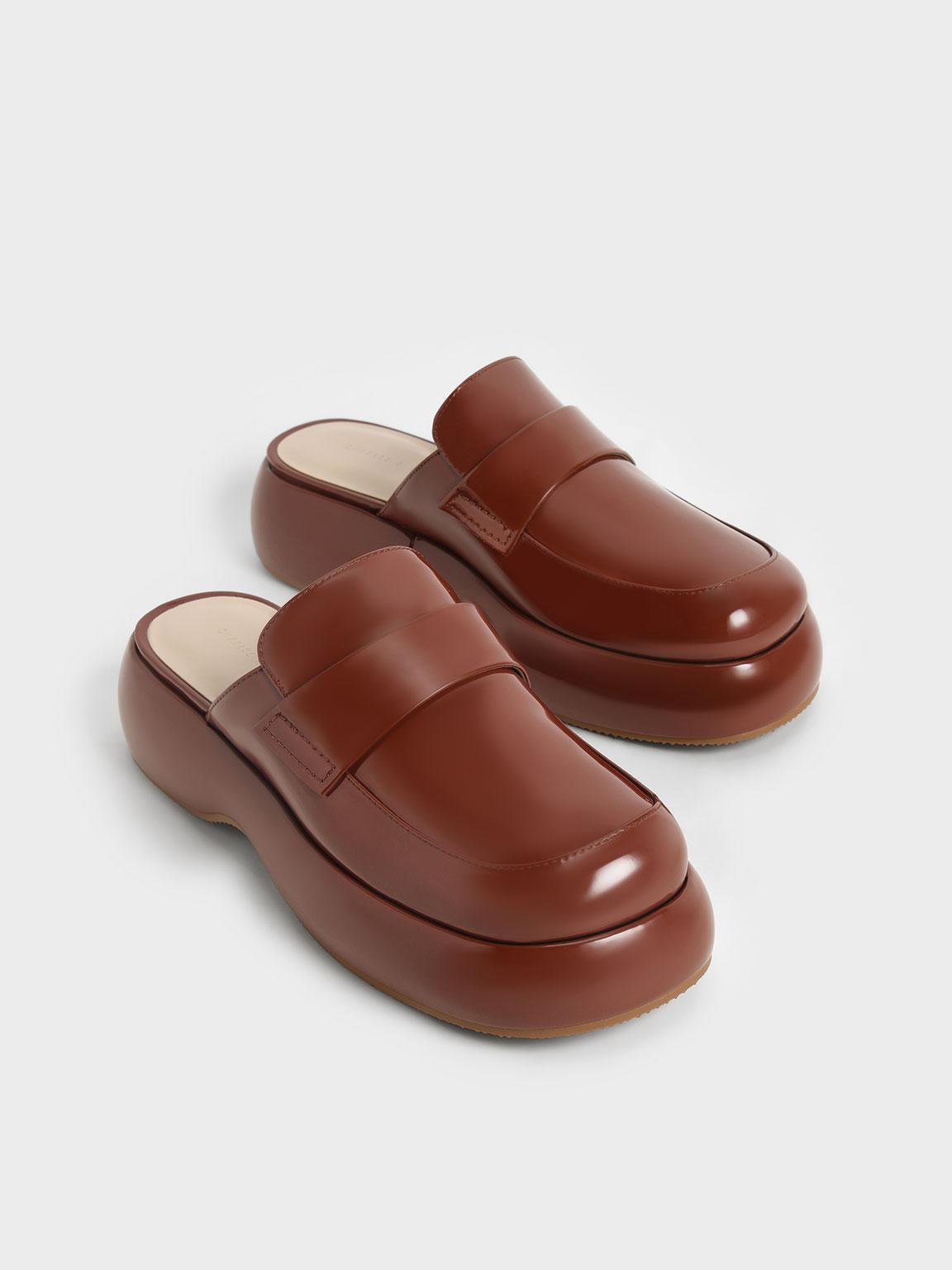 Charles u0026 Keith Rory Patent Platform Penny Loafer Mules in Red | Lyst