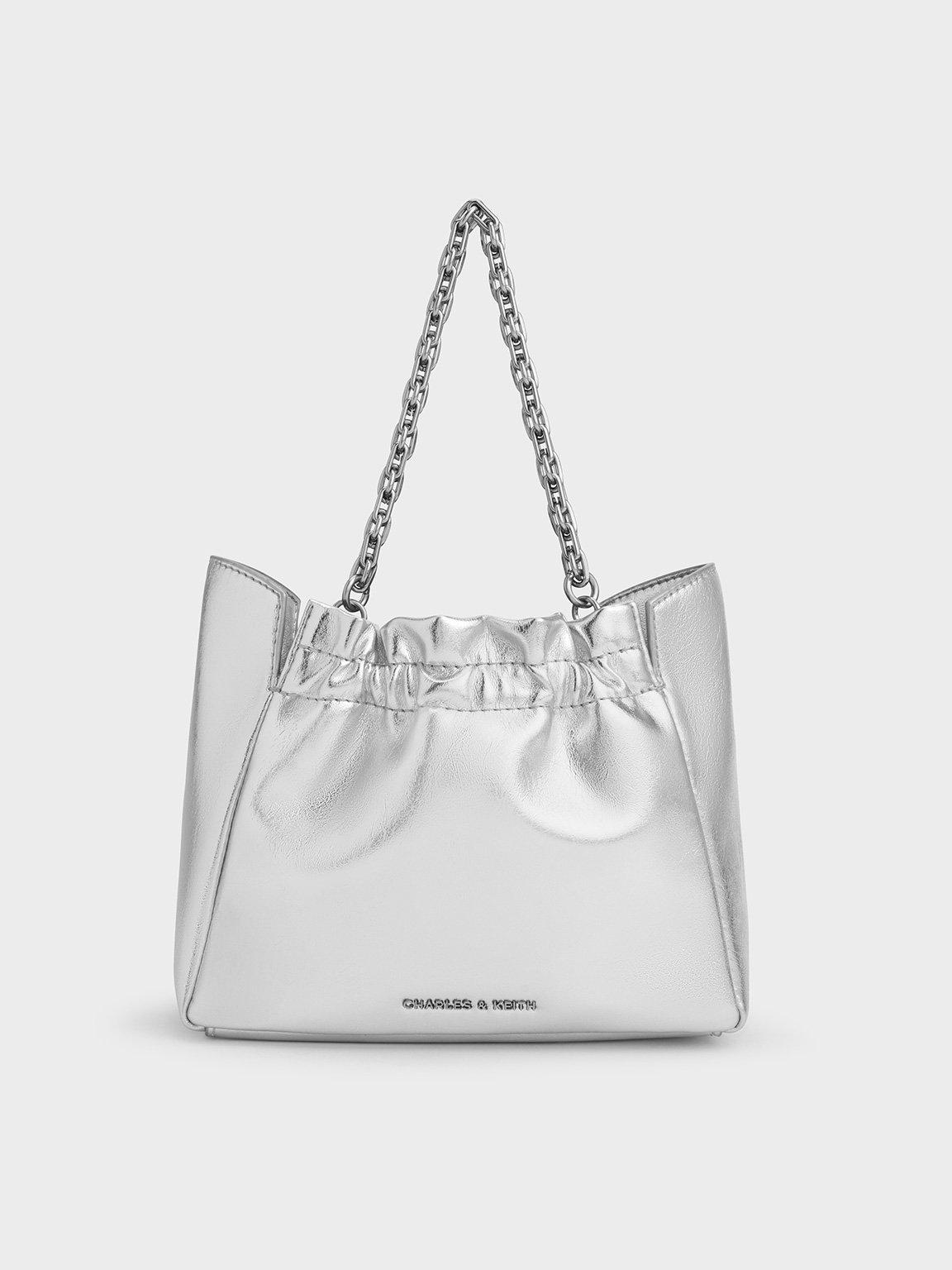 Charles Keith Ruched Bag With Chain Charles Keith Duo Ruched