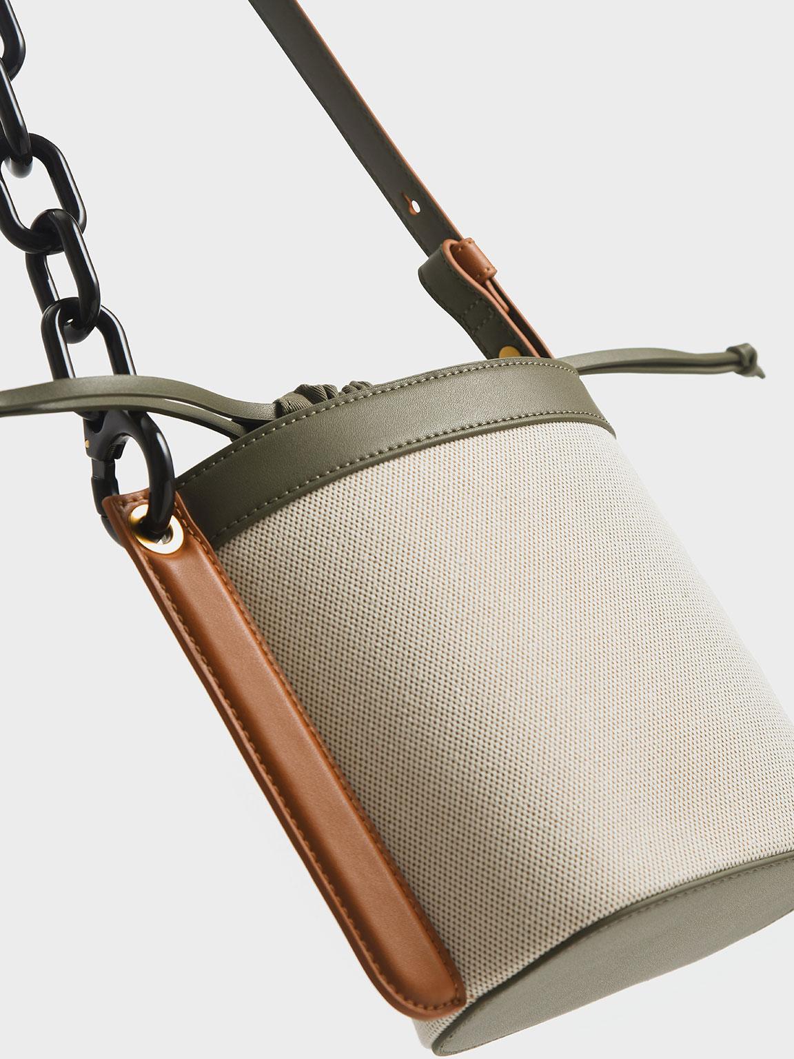 Charles & Keith Alden Chain-link Canvas Drawstring Bucket Bag | Lyst