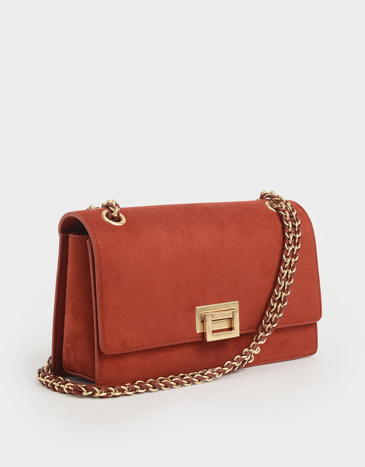 charles and keith textured chain handle bag