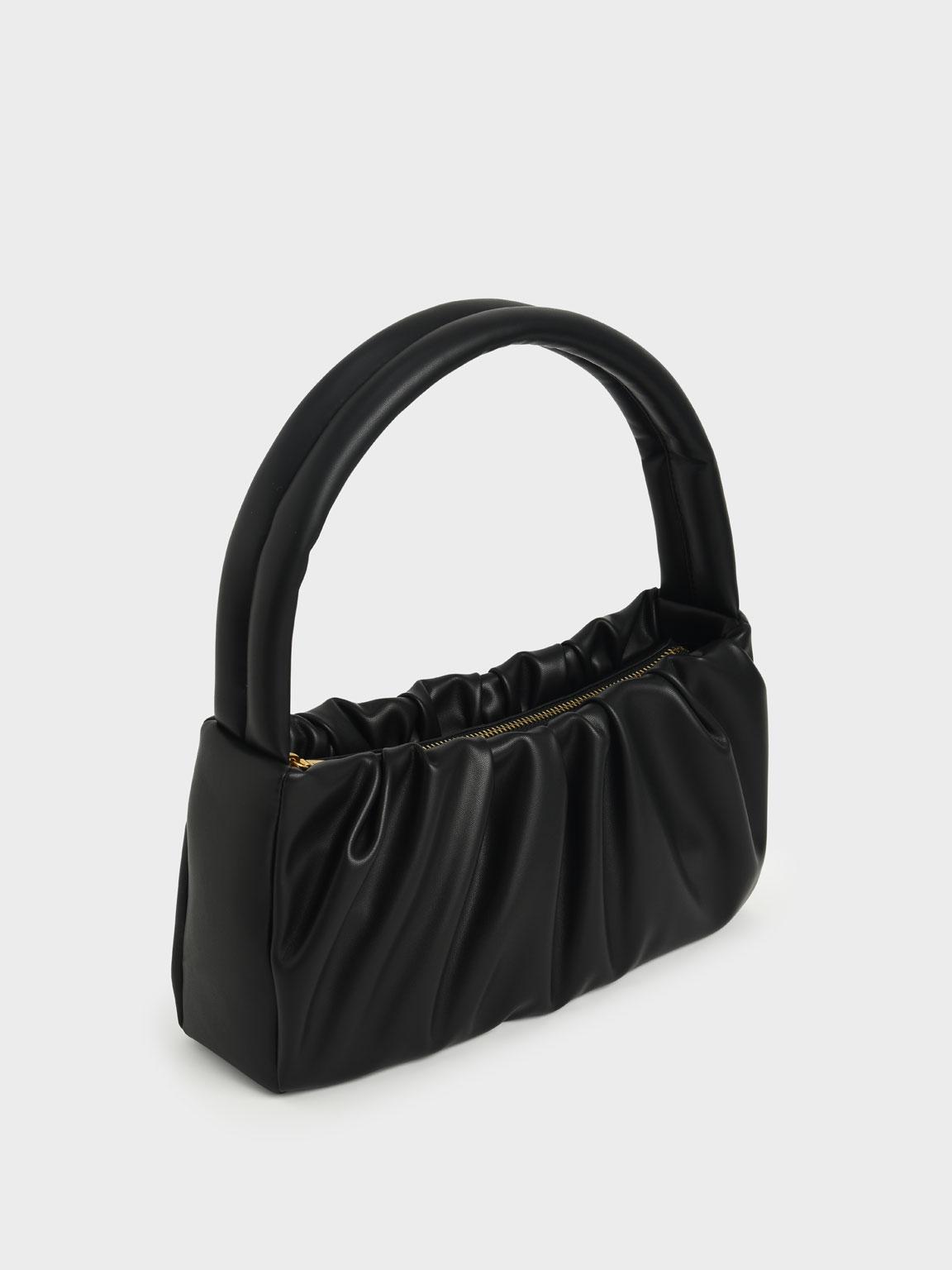 Charles & Keith Ruched Top Handle Bag in Black | Lyst