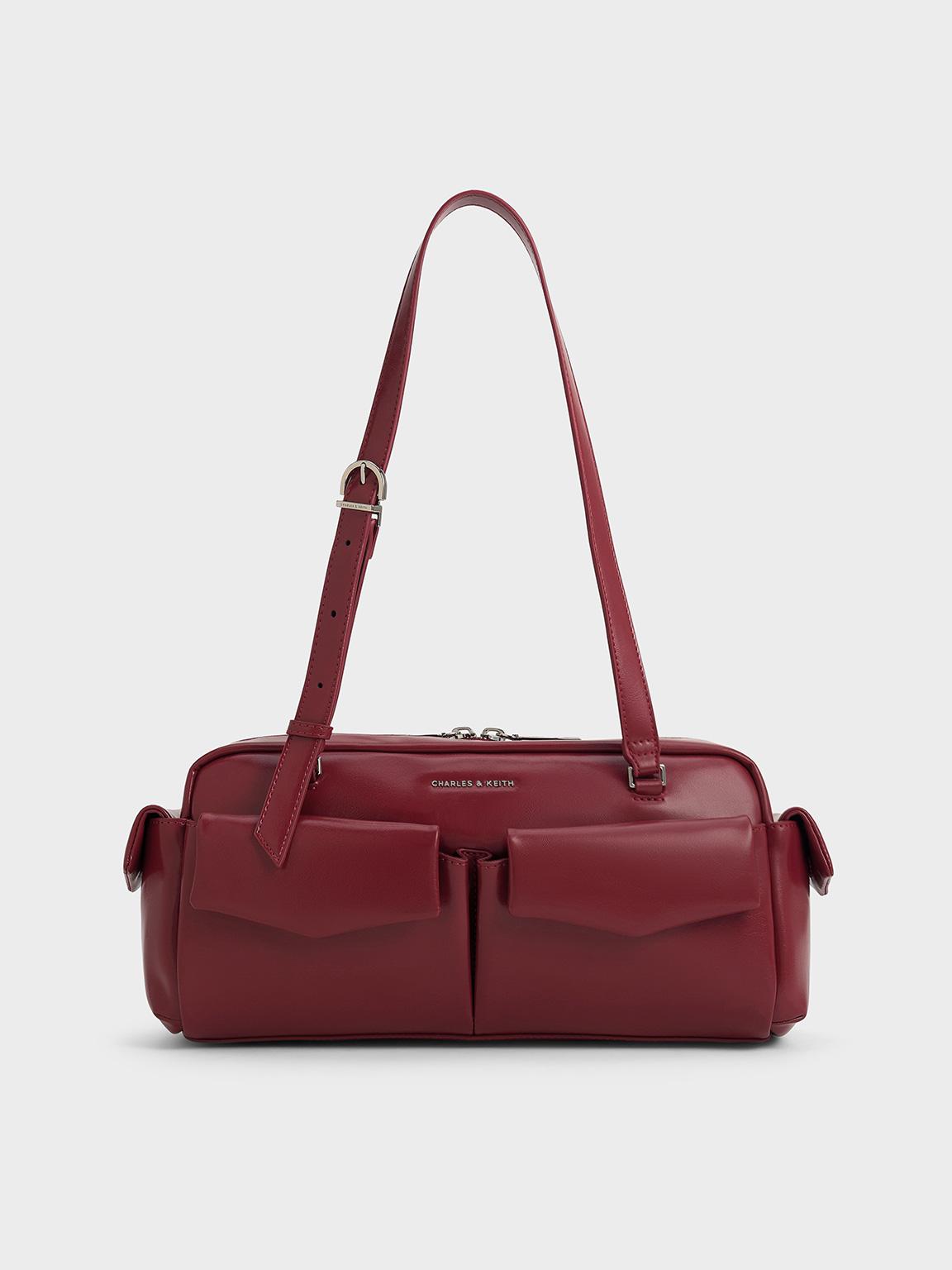 @re__rrj9⑥CHARLES & KEITHバッグ Charles & Keith Rachel Multi-Pocket Shoulder Bag in Red | Lyst