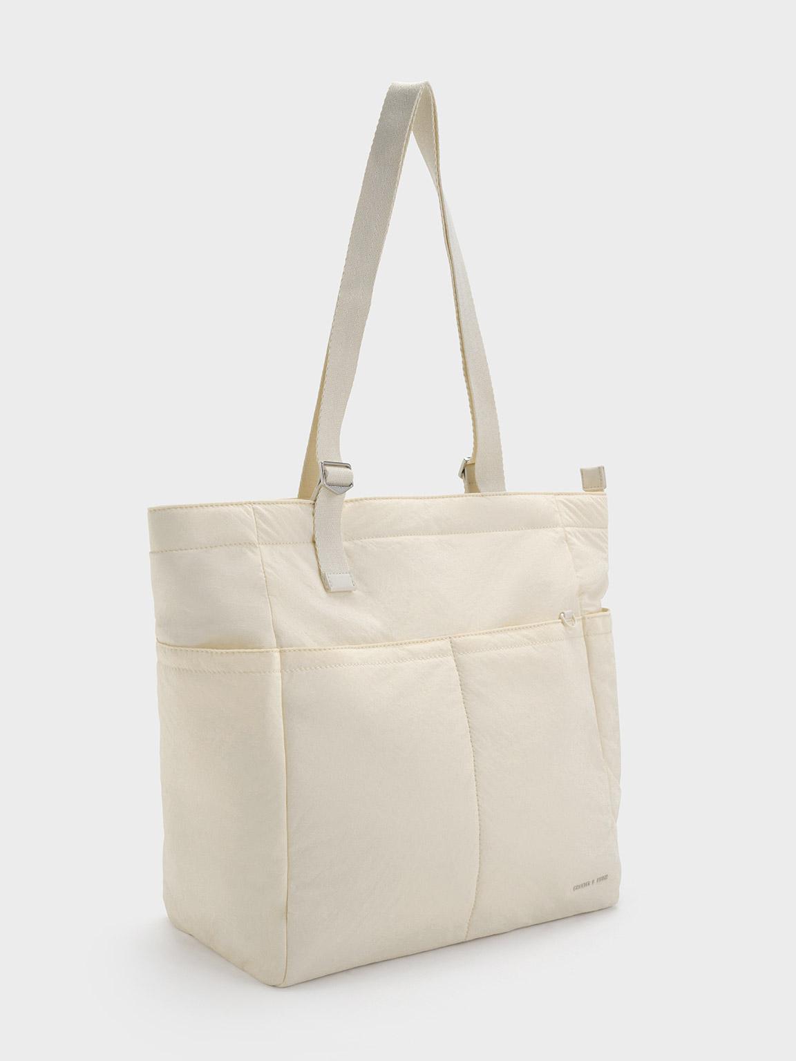 Charles & Keith Soleil Nylon Tote Bag in Natural | Lyst