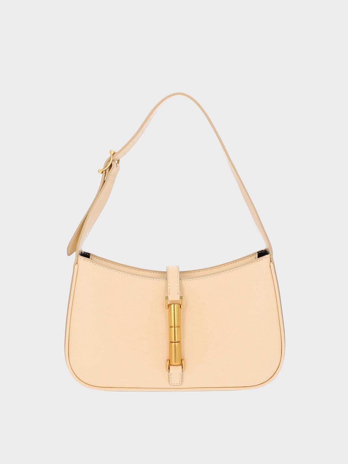 Charles & Keith Cesia Metallic Accent Shoulder Bag in Natural | Lyst