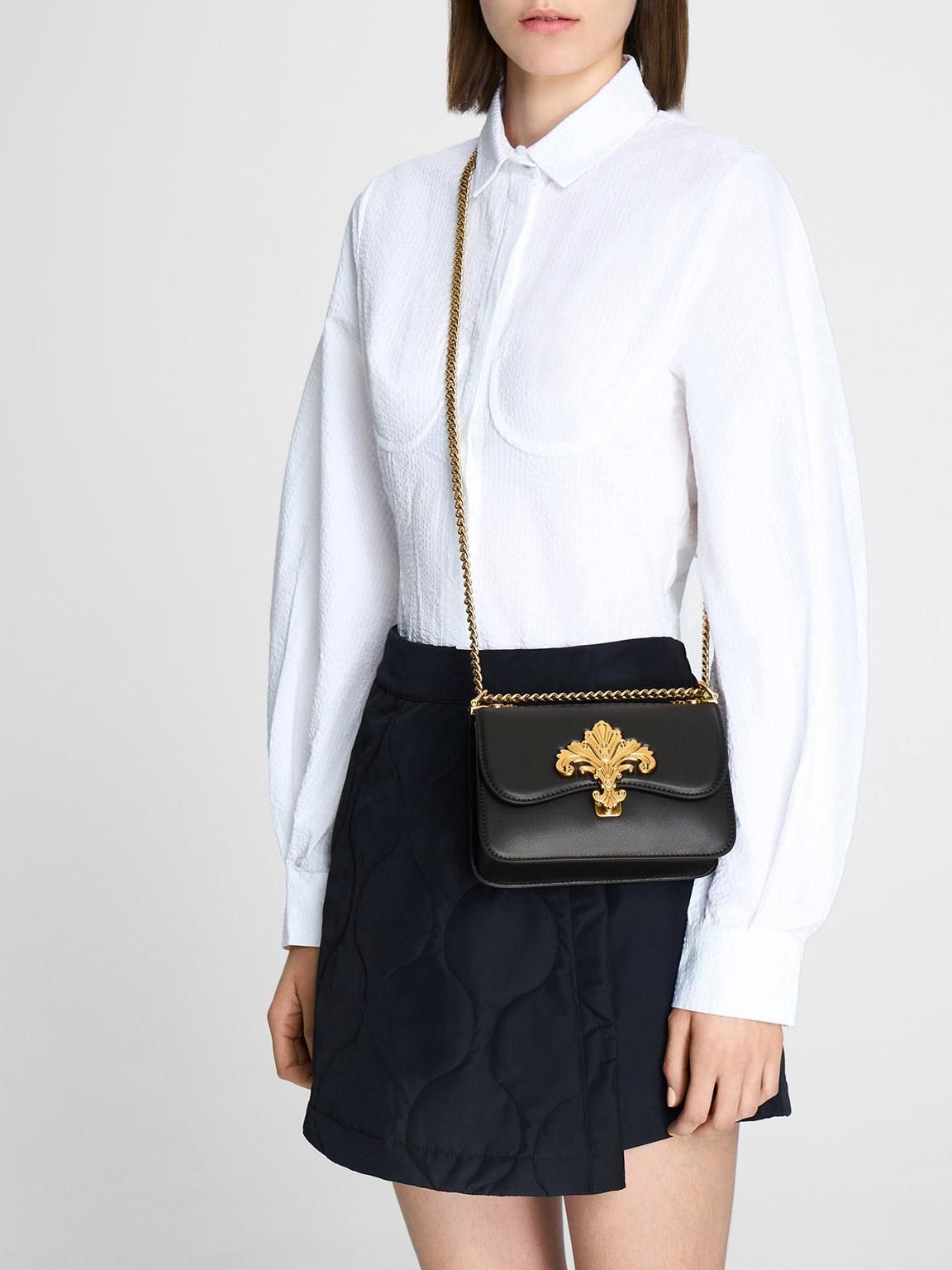 Charles & Keith Meriah Chain Strap Crossbody Bag in Black | Lyst