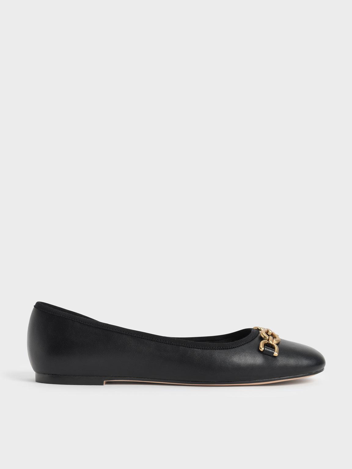 Charles & Keith Chain Link Ballerina Flats in Black | Lyst
