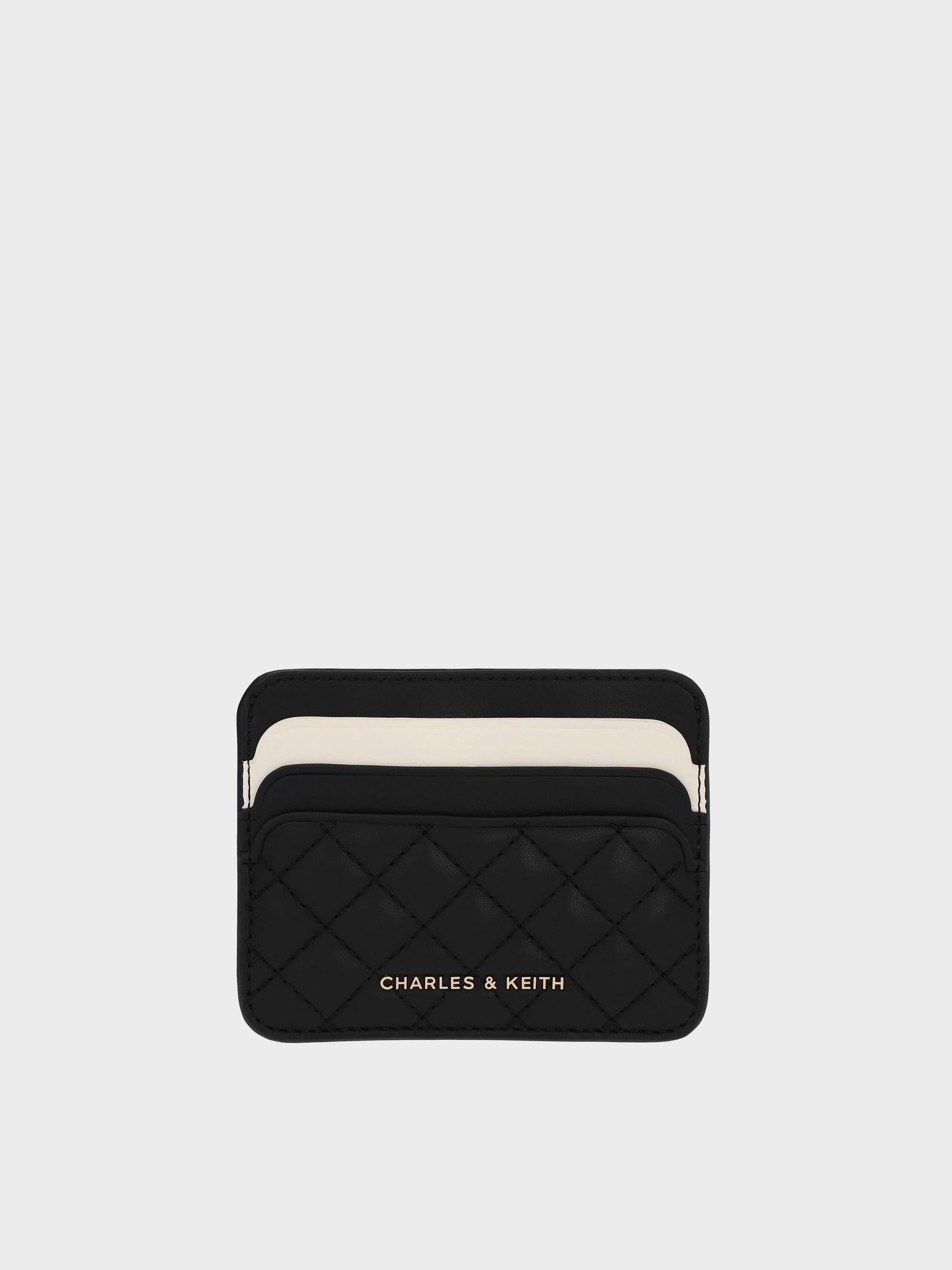 Charles Keith Cleo Two-Tone Quilted Card Holder in Black Lyst