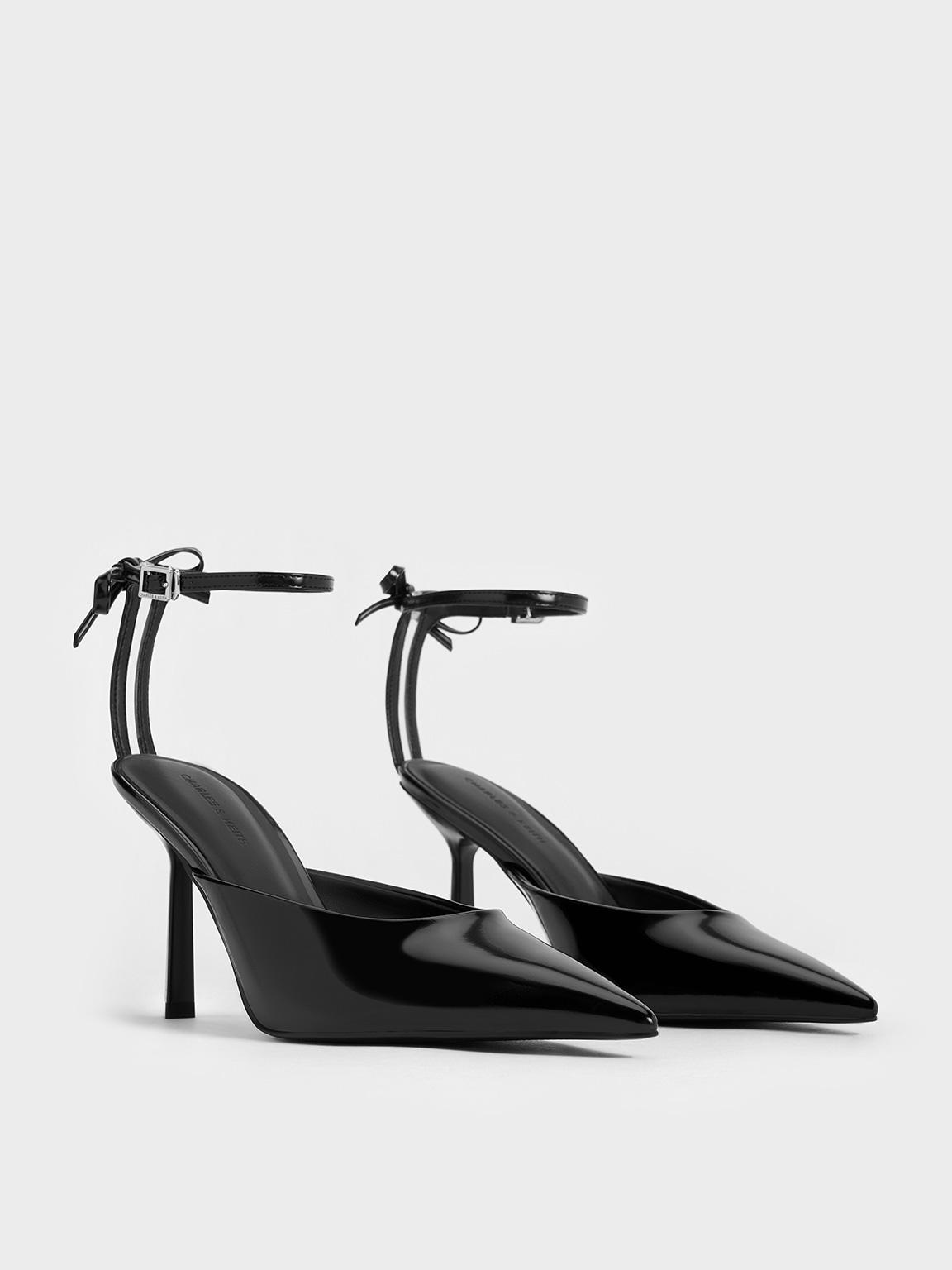 Charles Keith Bow Ankle strap Pointed toe Stiletto Pumps in White Lyst UK