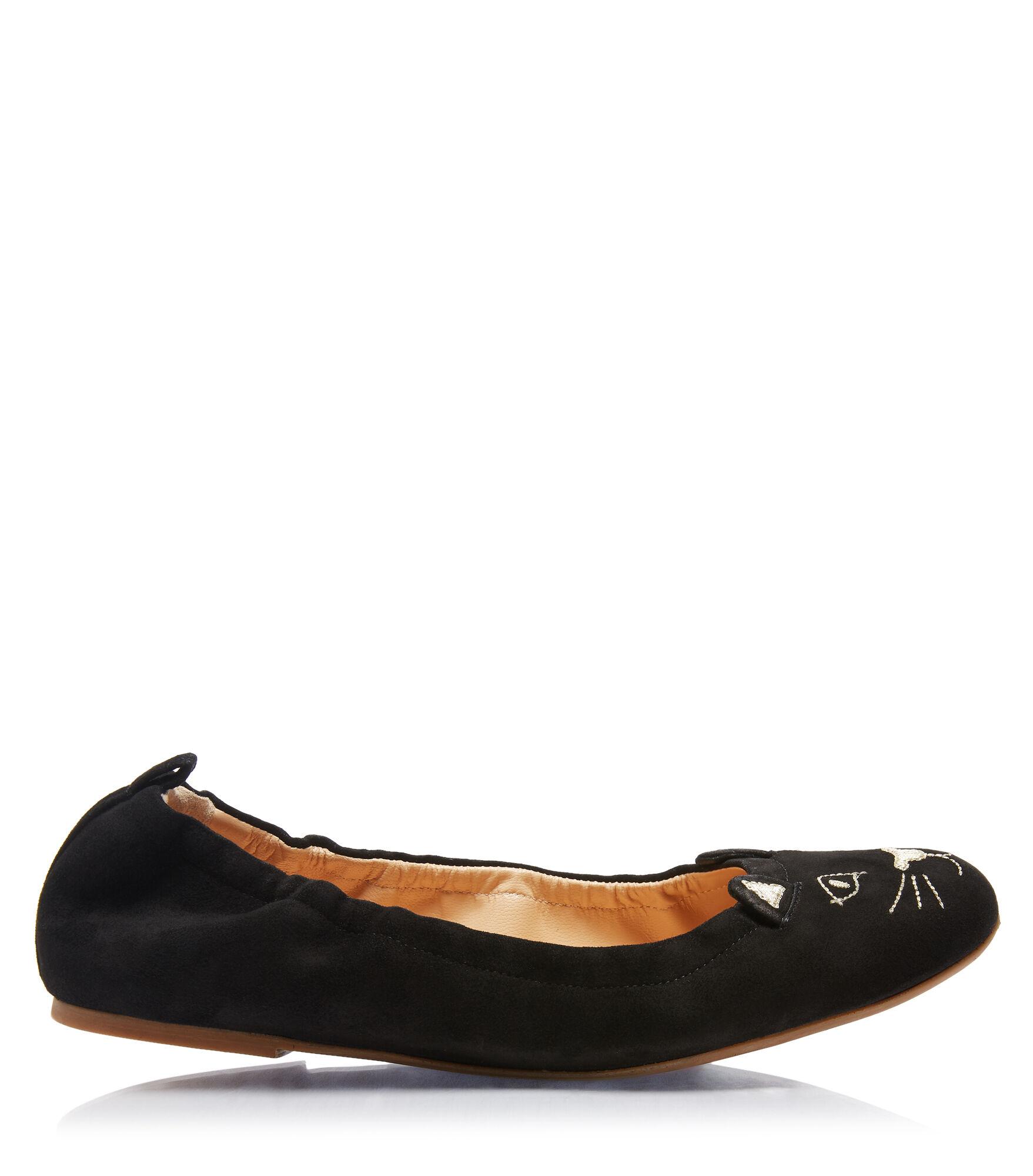 Charlotte Olympia Leather Kitty Ballerina Flats in Black - Save 49% - Lyst