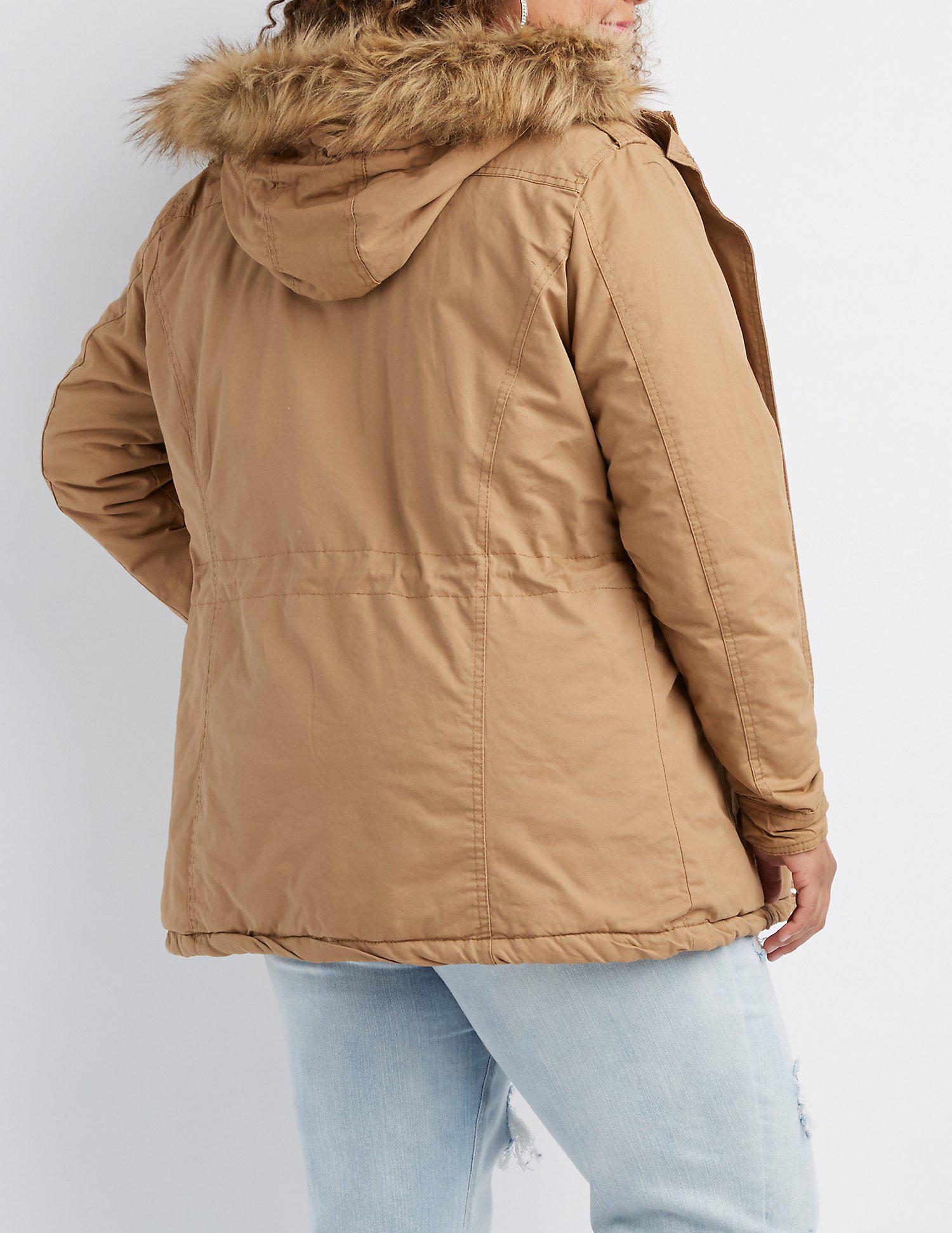 Lyst Charlotte Russe Plus Size Faux Fur Trim Hooded Anorak Jacket Gallery