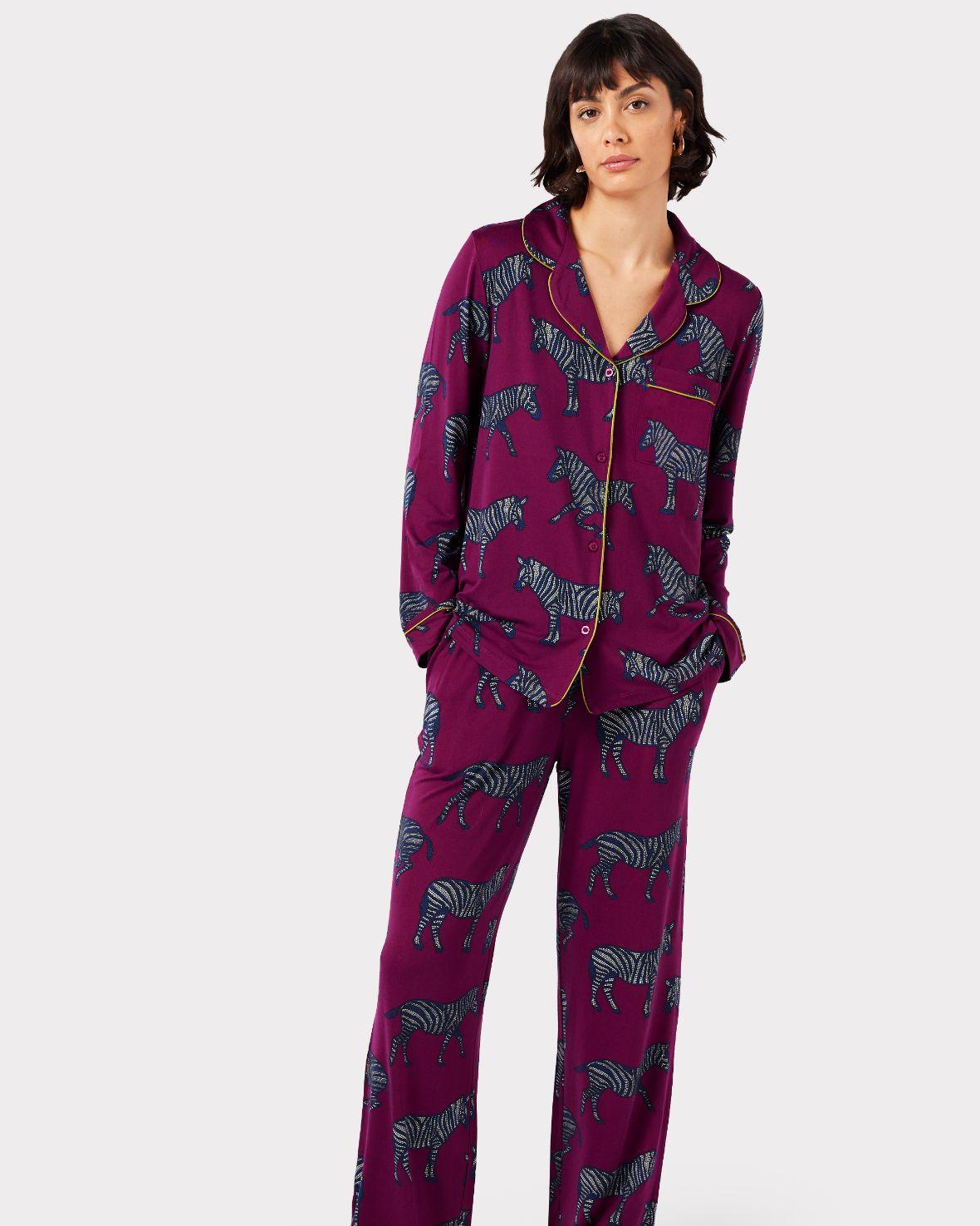 Chelsea Peers NYC Purple Zebra Print Long Pyjama Set | Lyst