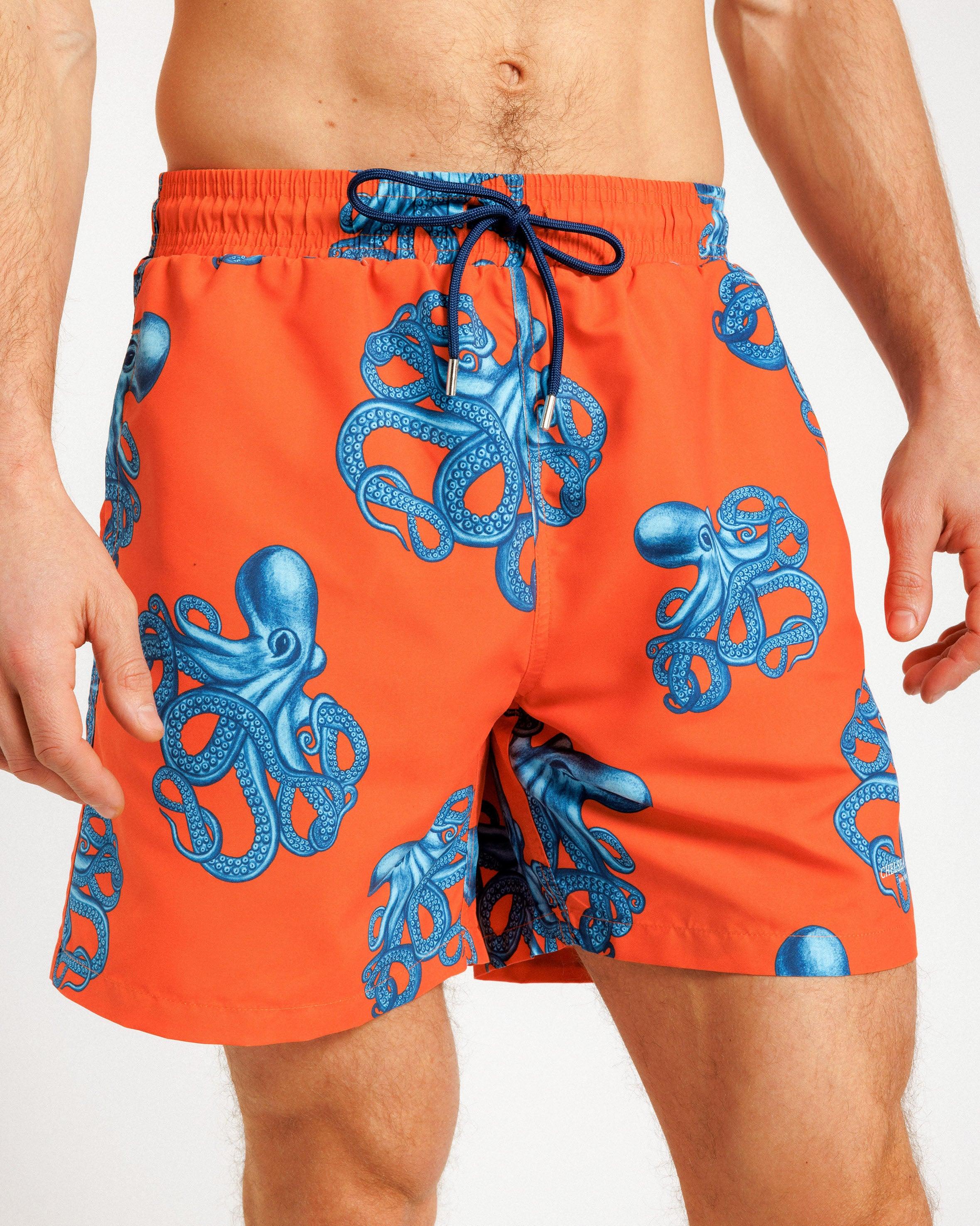 Chelsea Peers NYC Octopus Print Swim Shorts in Orange for Men | Lyst