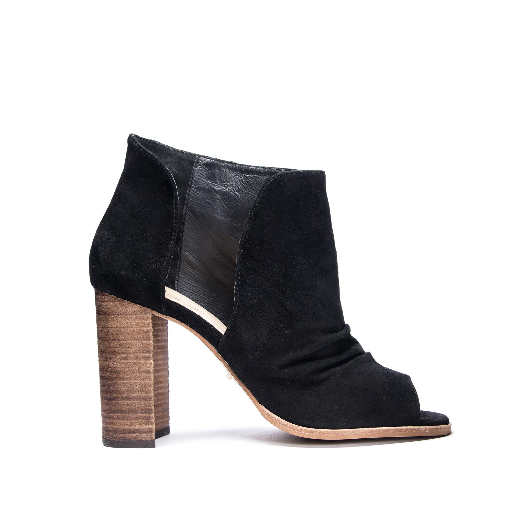 Chinese Laundry Suede Loyalty Peep Toe Bootie in Black - Lyst