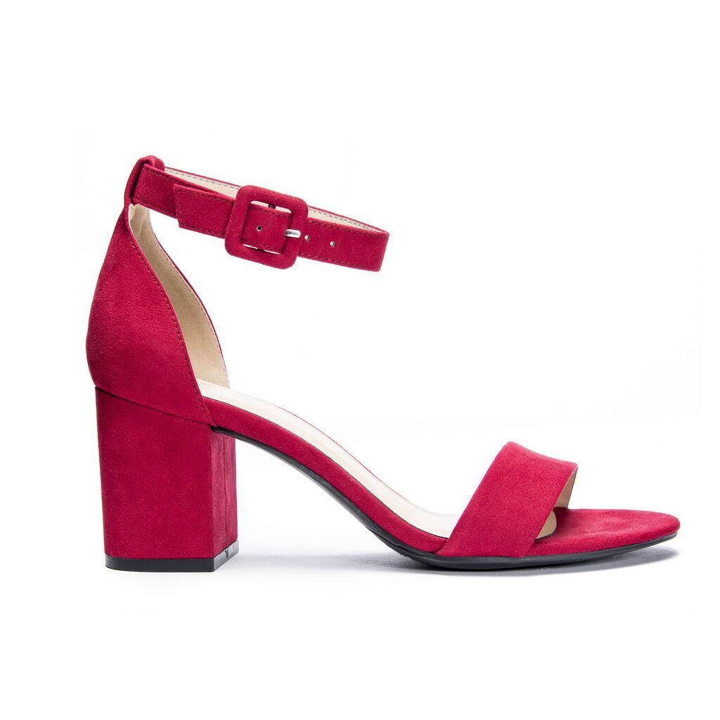 red suede block heels