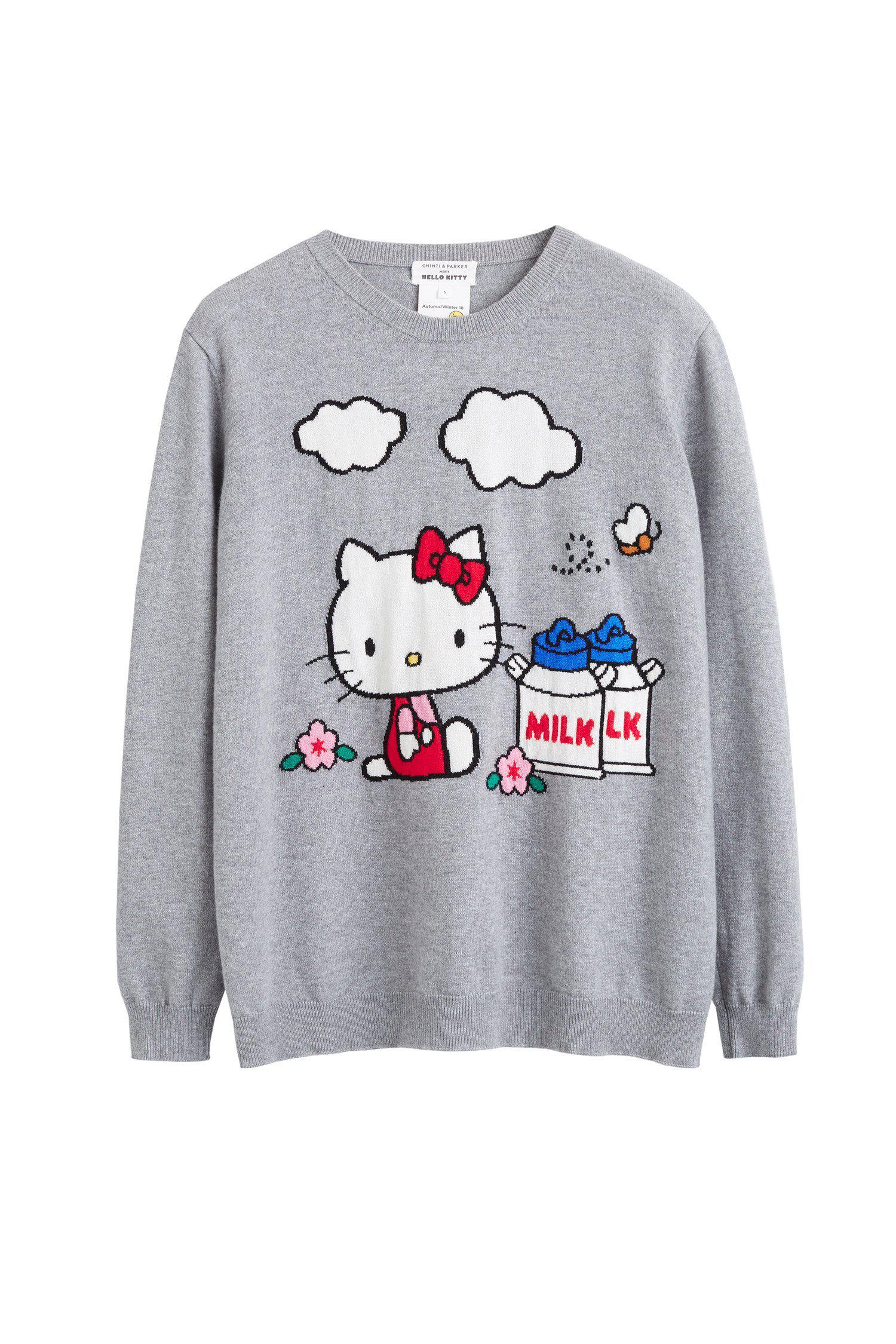 Chinti & Parker Cashmere Hello Kitty Sweater in Gray Lyst