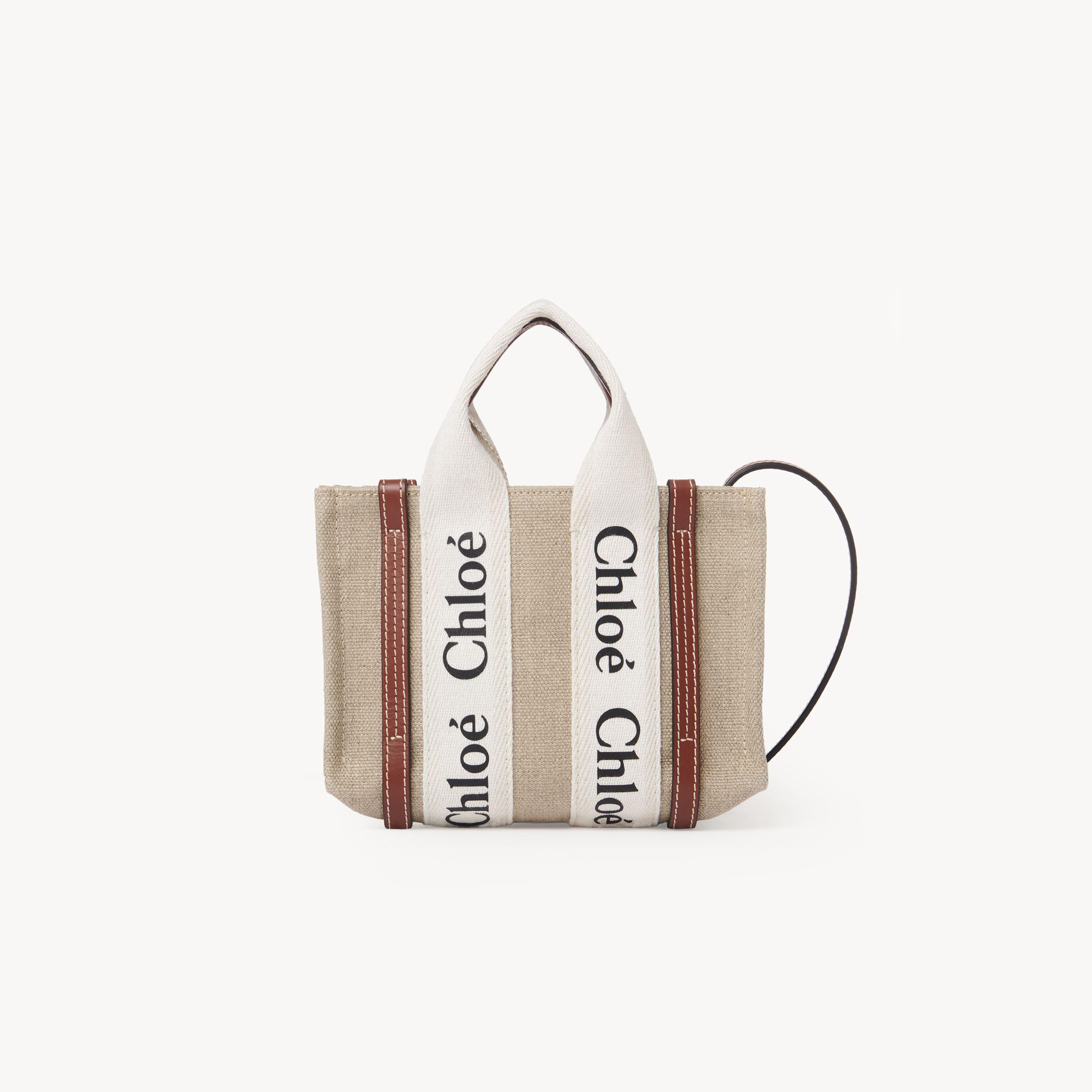 Chloé Mini Woody Tote Bag In Linen | Lyst