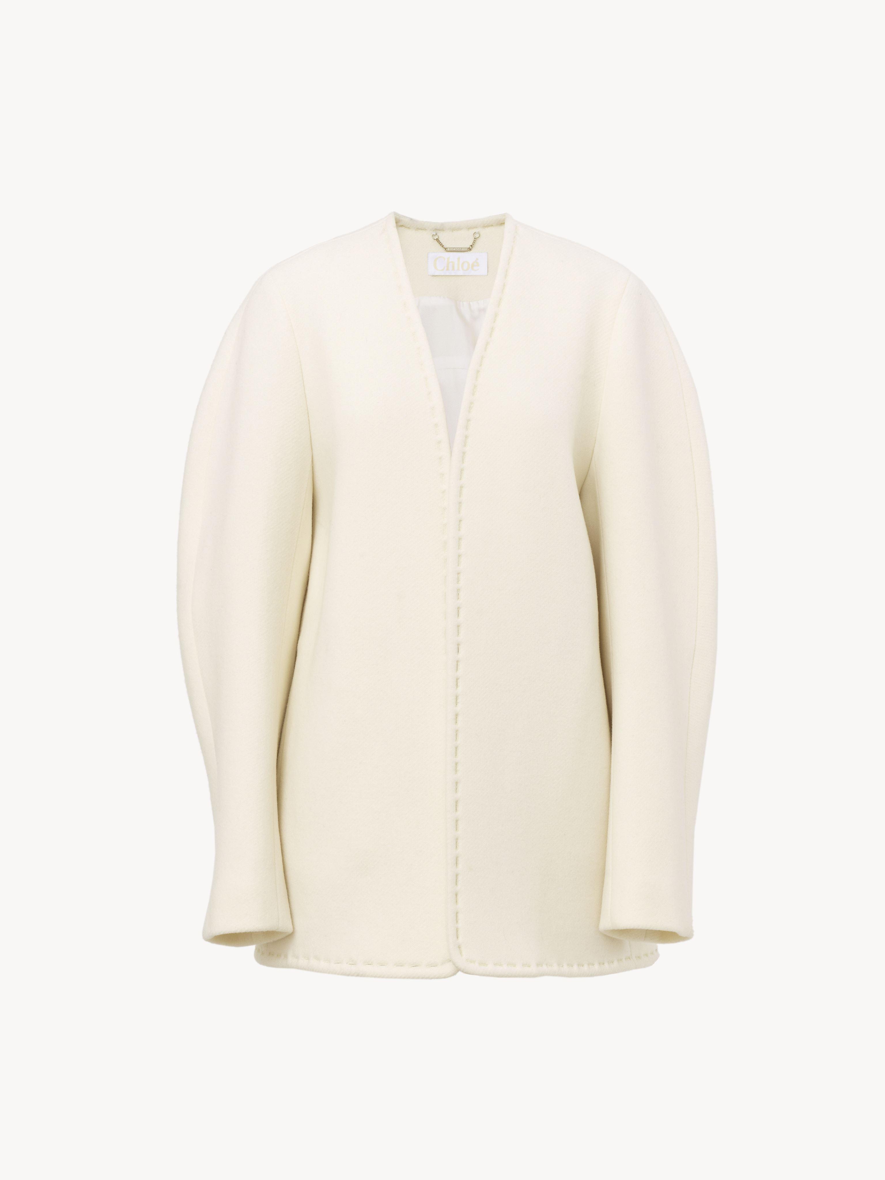 Chloé Short Boxy Coat in White | Lyst