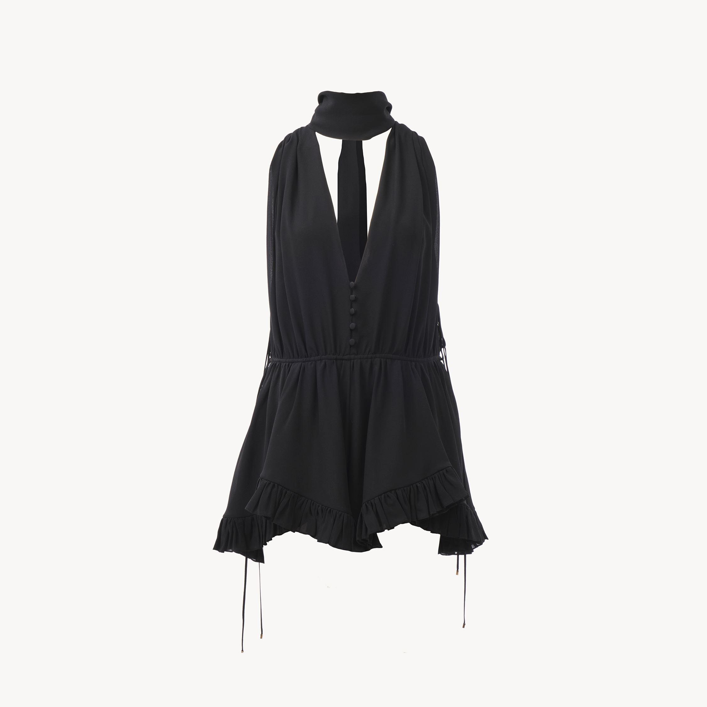 サロペット・オーバーオール・オールインワン AMERI CHLOE V NECK ROMPERS TL セール】フロントジップハイウエストタック入りオールインワン