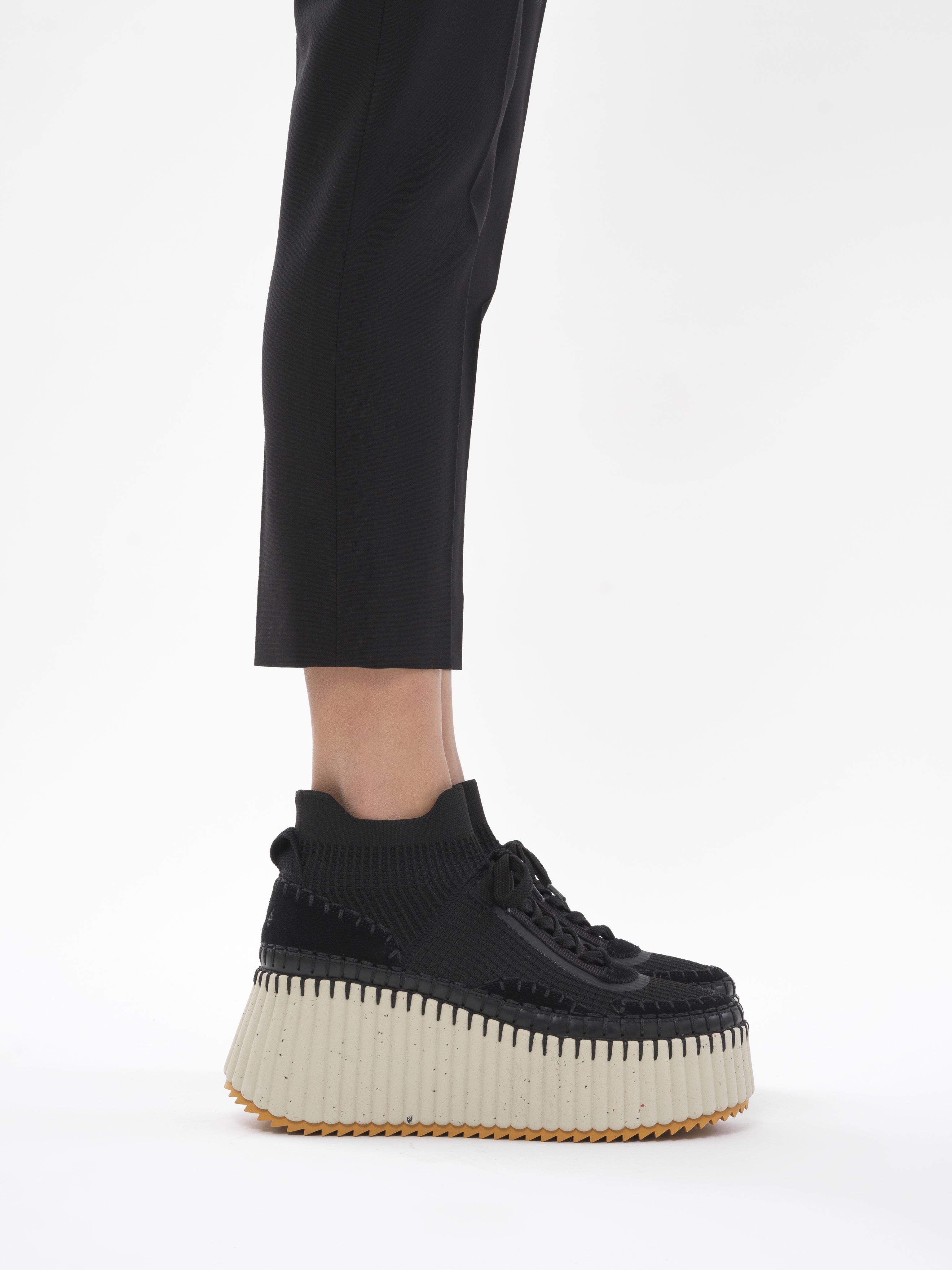 Chloé Nama Wedge Sneaker in Black | Lyst