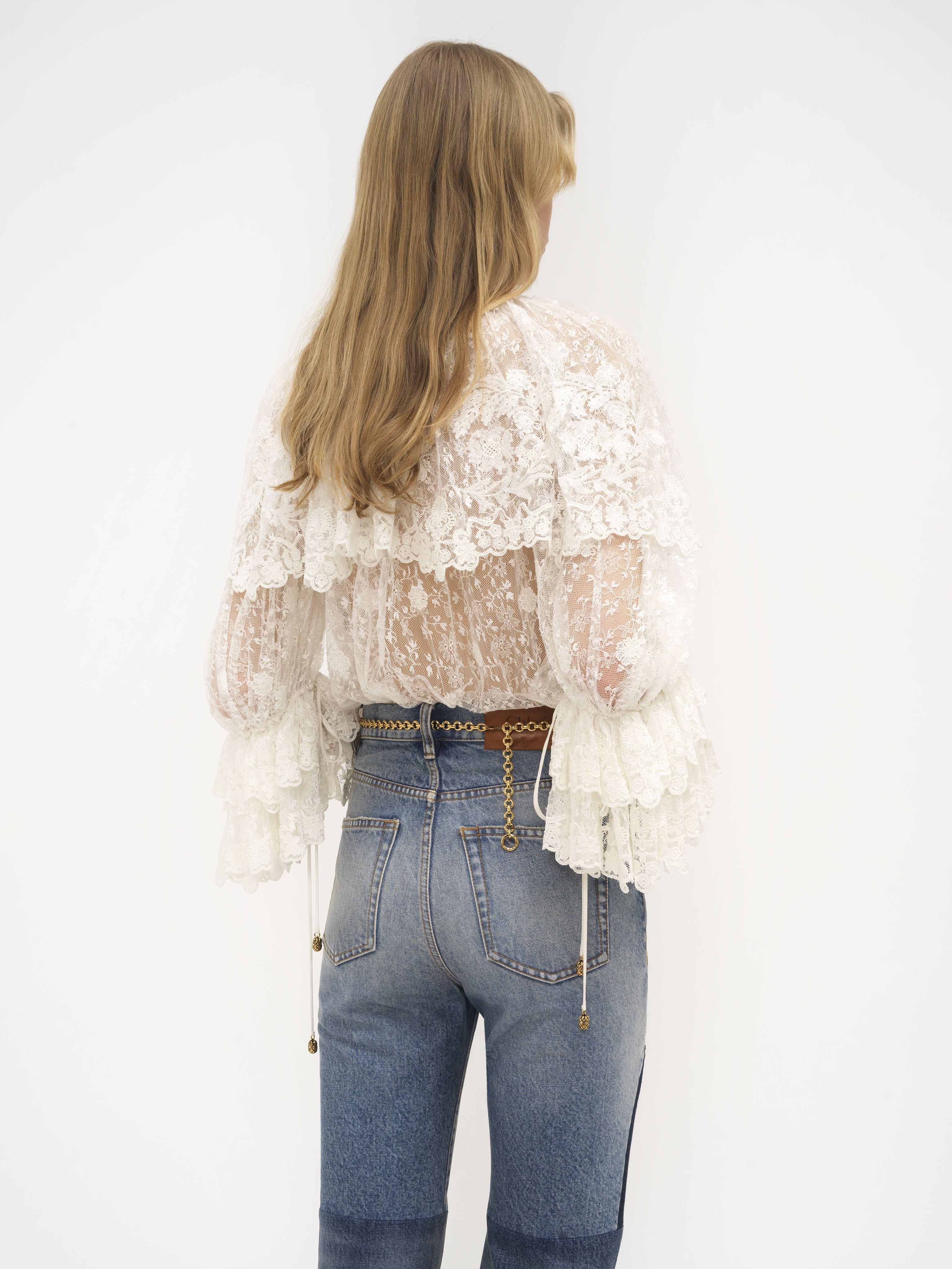 Chloé Gathered Top In Lace in White | Lyst