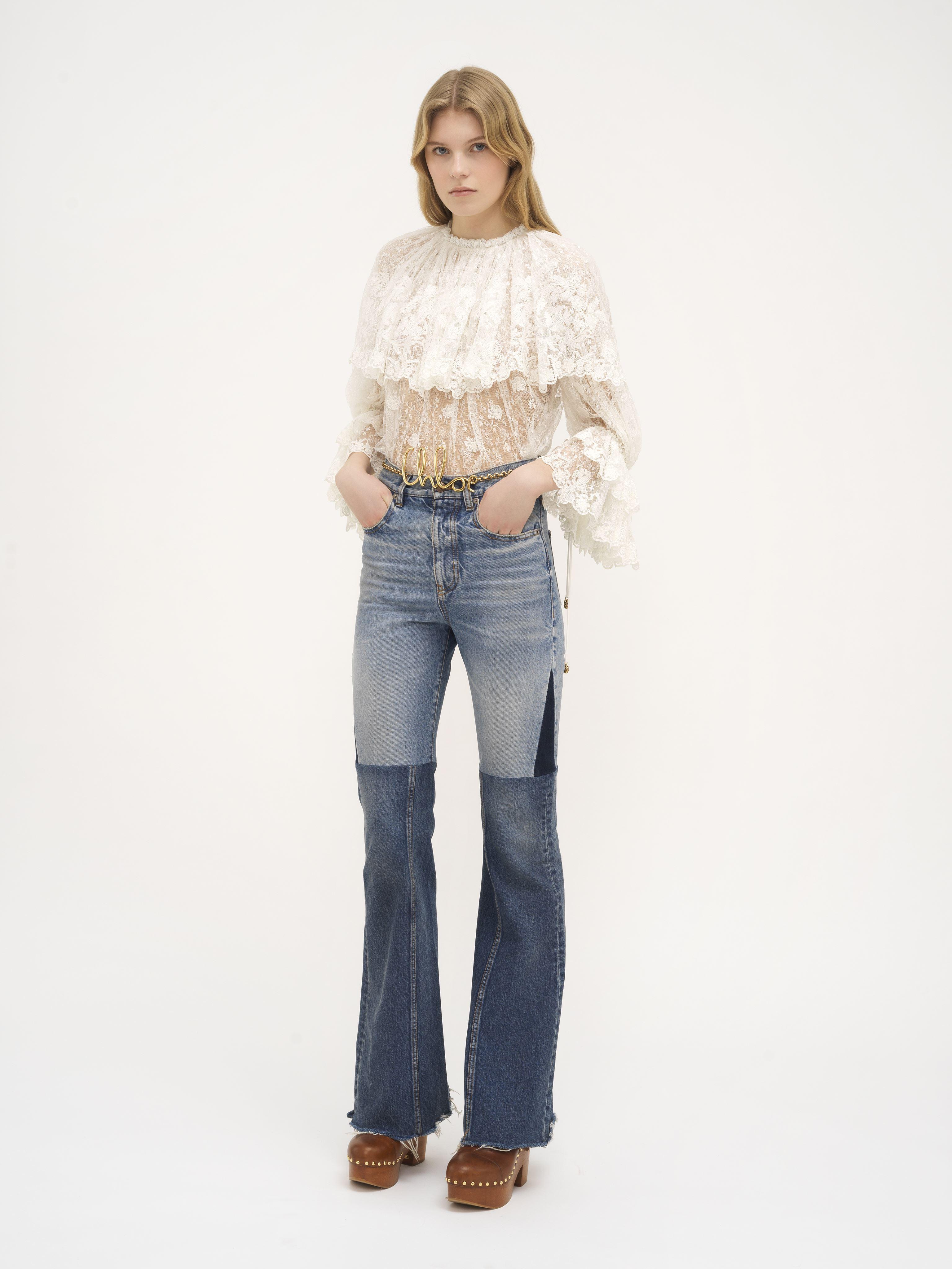 Chloé Flared Patchwork Jeans In Denim in Blue | Lyst